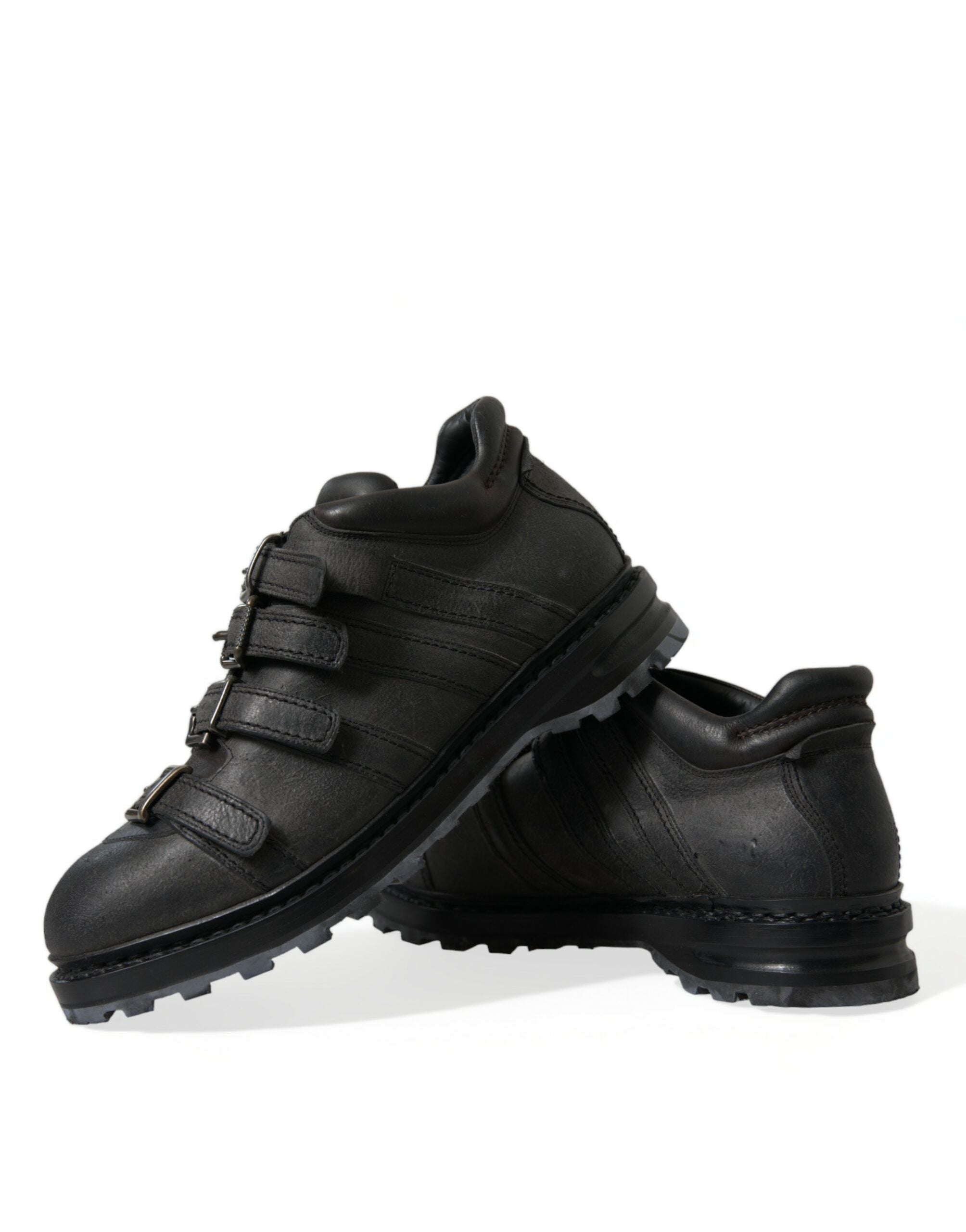 Black Leather Strap Men Ankle Boots Shoes - ventzia