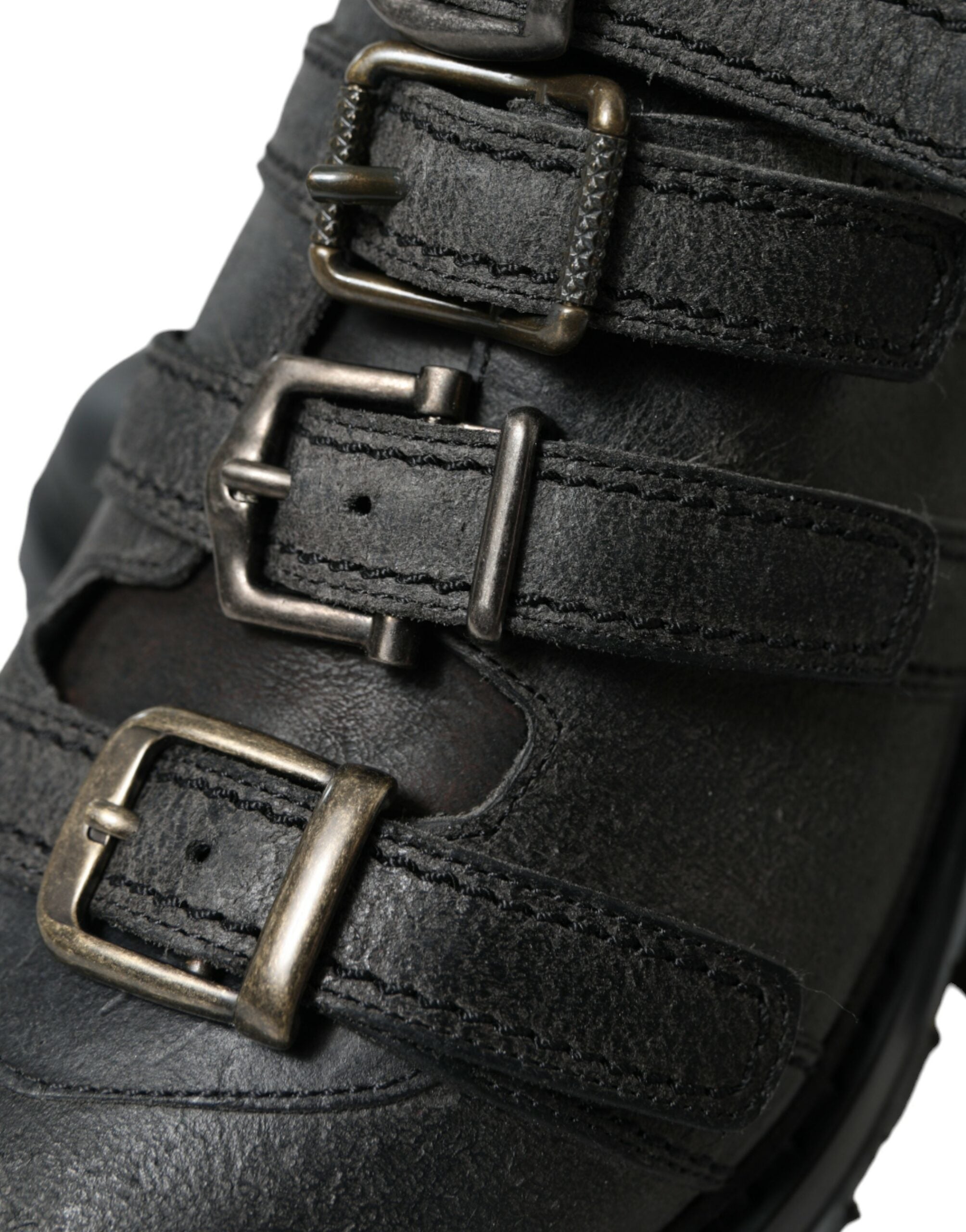Black Leather Strap Men Ankle Boots Shoes - ventzia