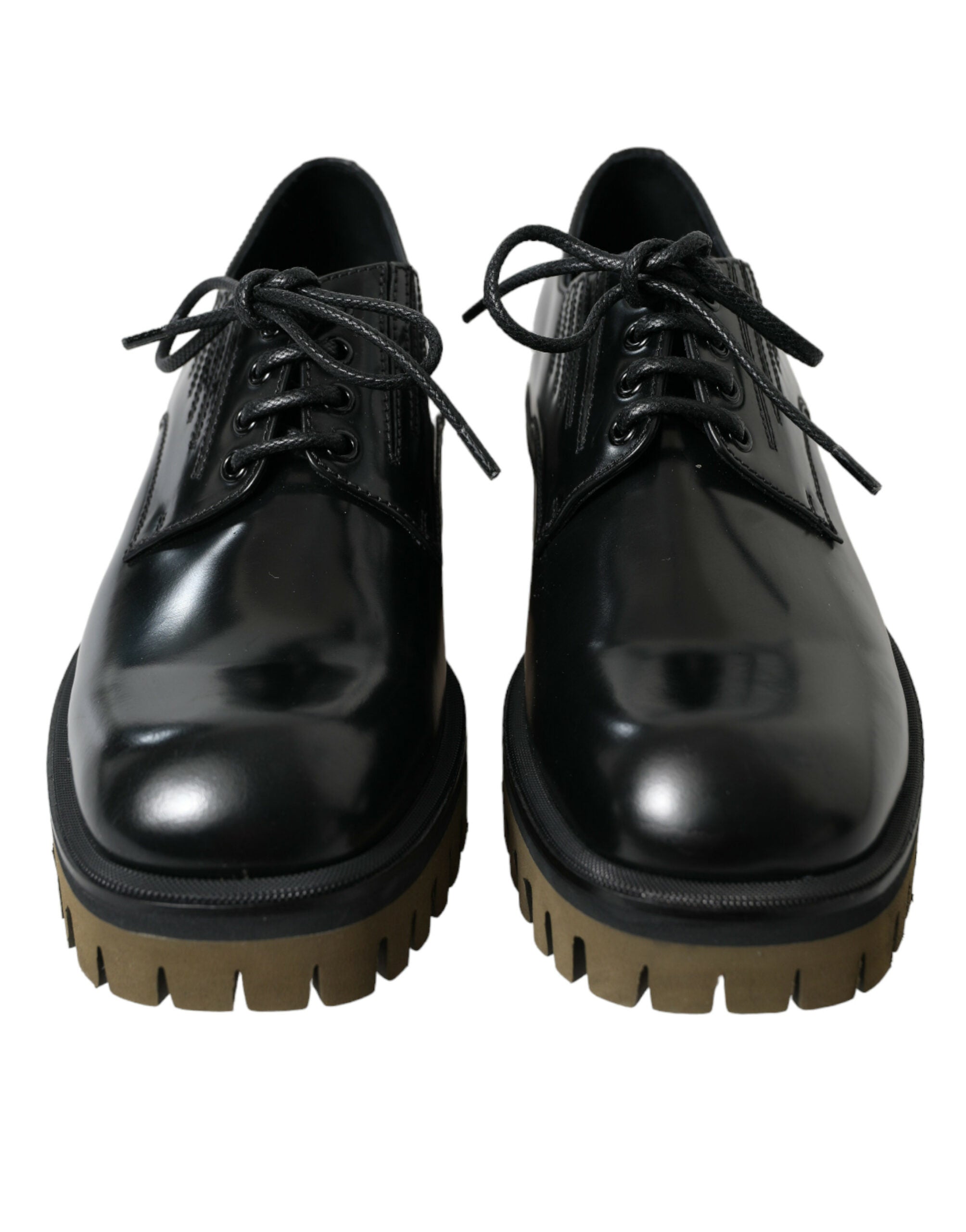 Black Leather Lace Up Derby Men Dress Shoes - ventzia