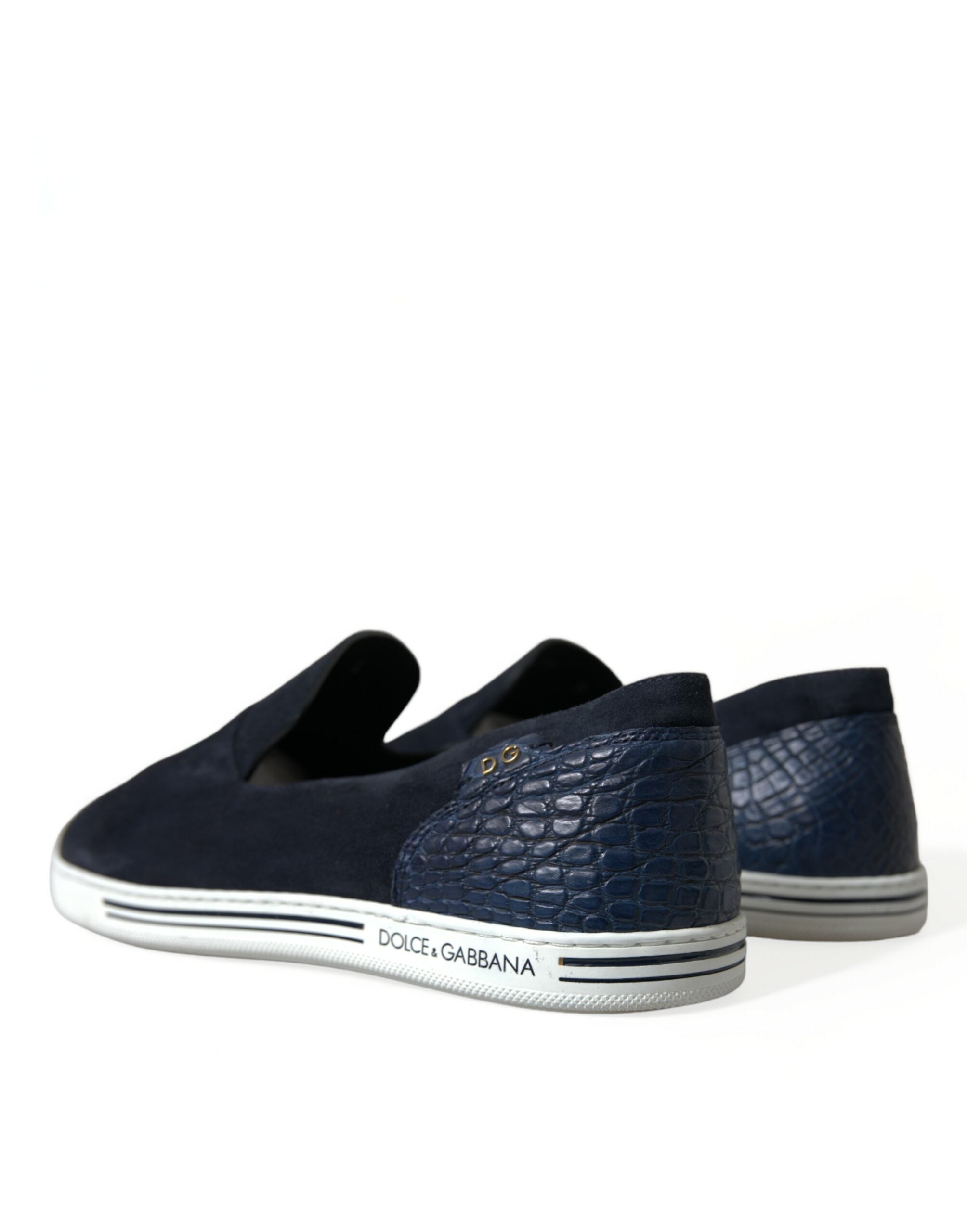 Blue Suede Caiman Loafers Saint Tropez Shoes - ventzia