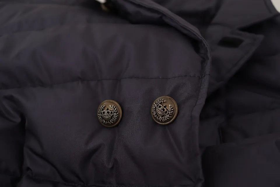 Blue Silk Goat Coat Blouson Winter Jacket - ventzia