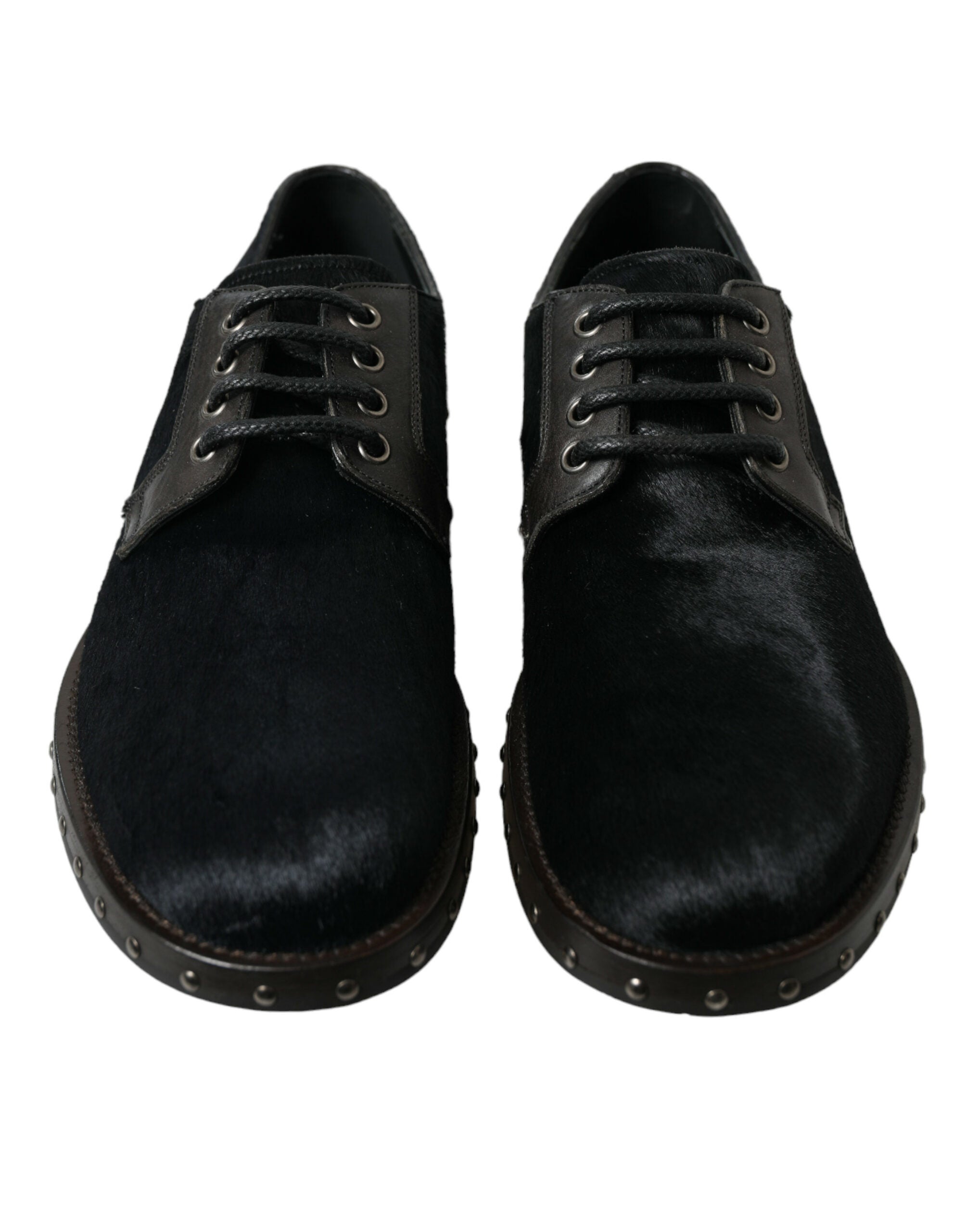 Black Stable Fur Derby SAN PIETRO Dress Shoes - ventzia