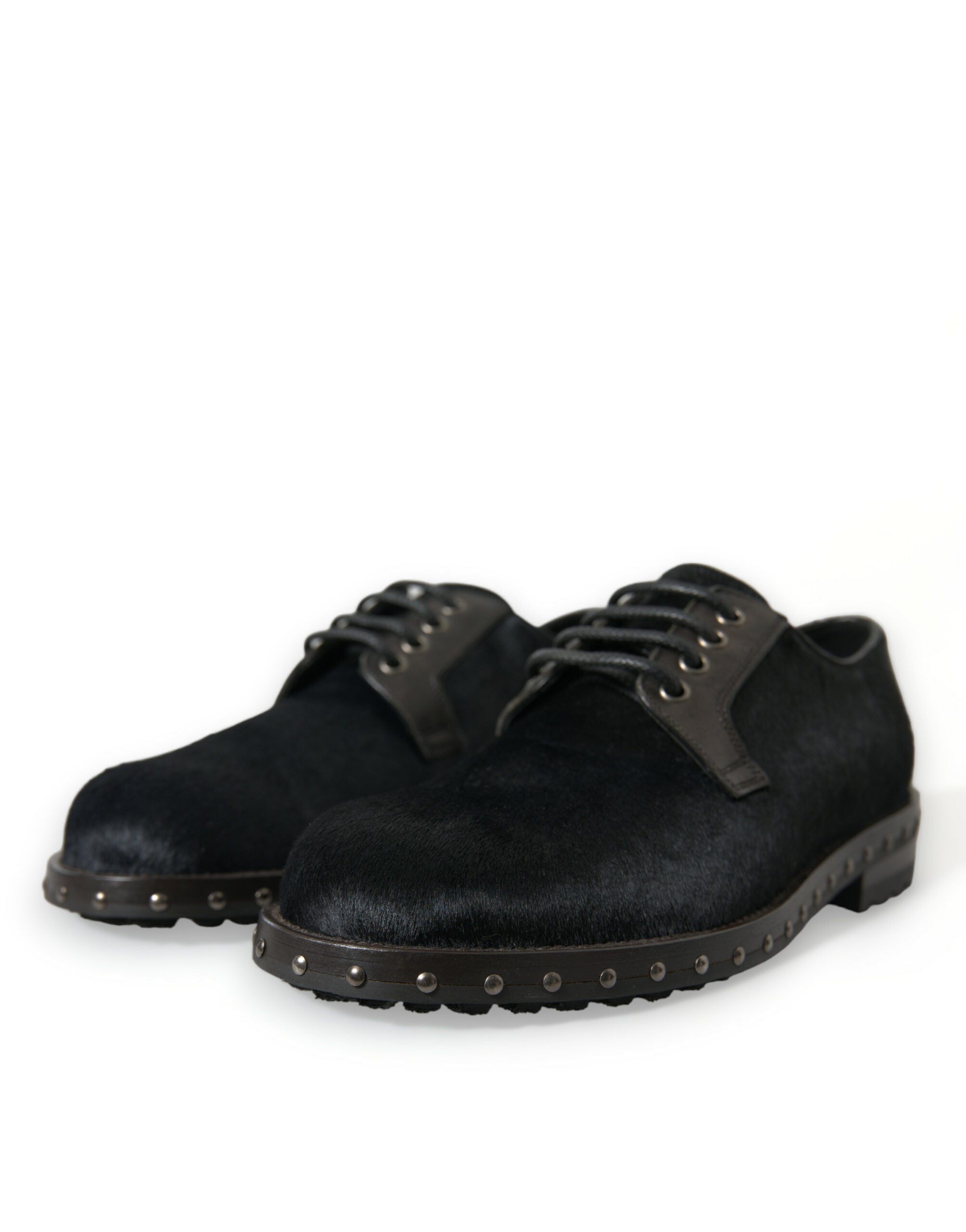 Black Stable Fur Derby SAN PIETRO Dress Shoes - ventzia