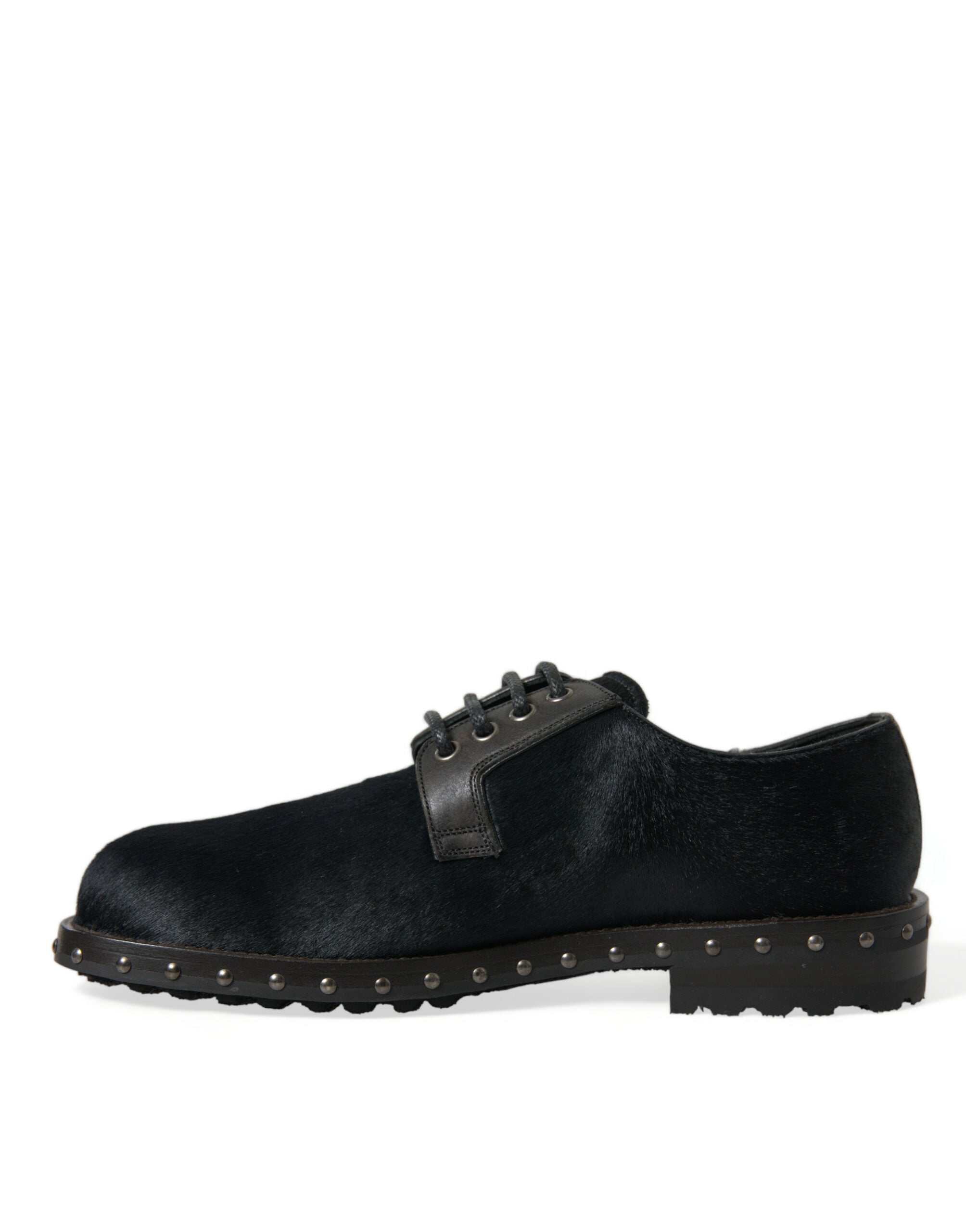 Black Stable Fur Derby SAN PIETRO Dress Shoes - ventzia