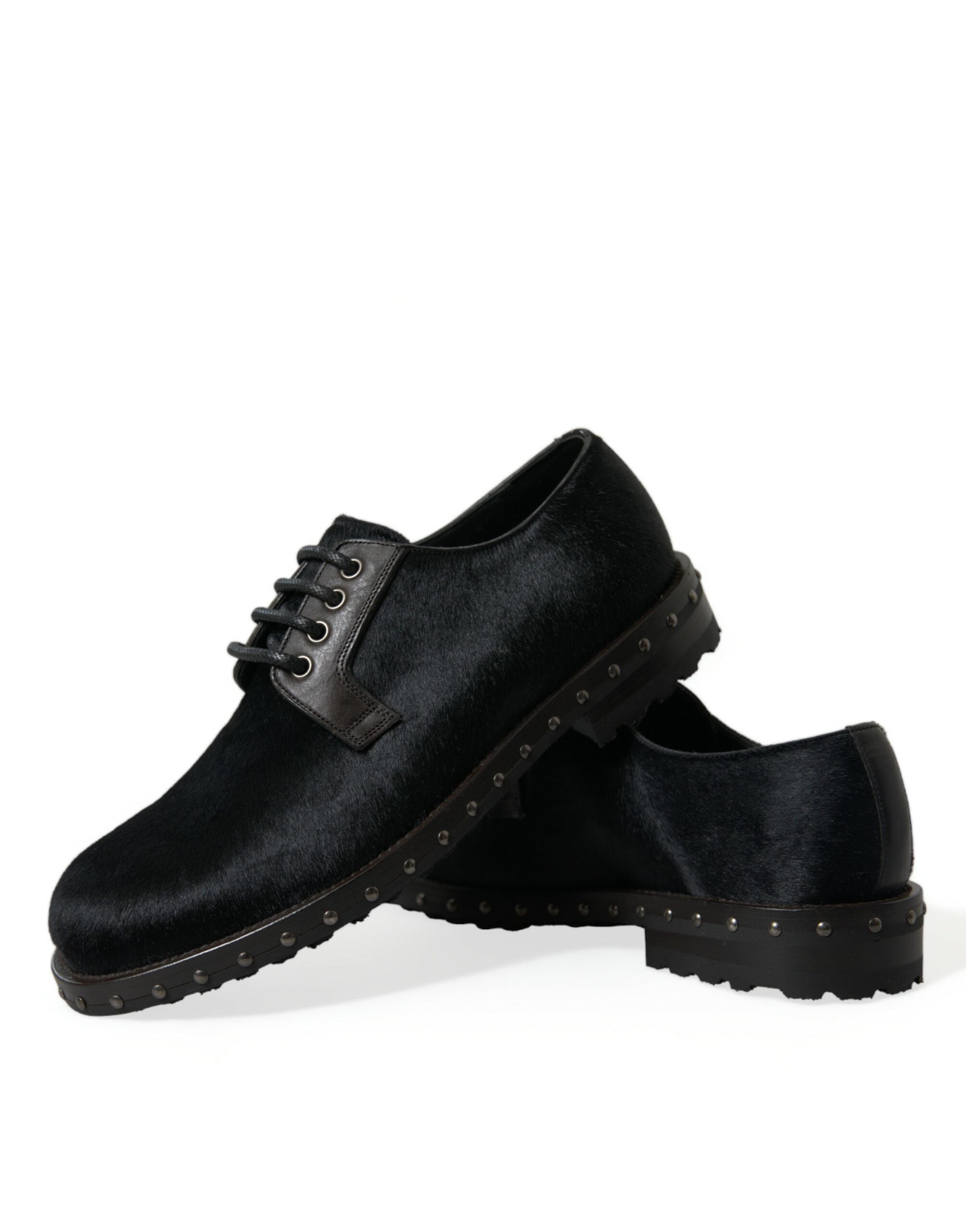 Black Stable Fur Derby SAN PIETRO Dress Shoes - ventzia