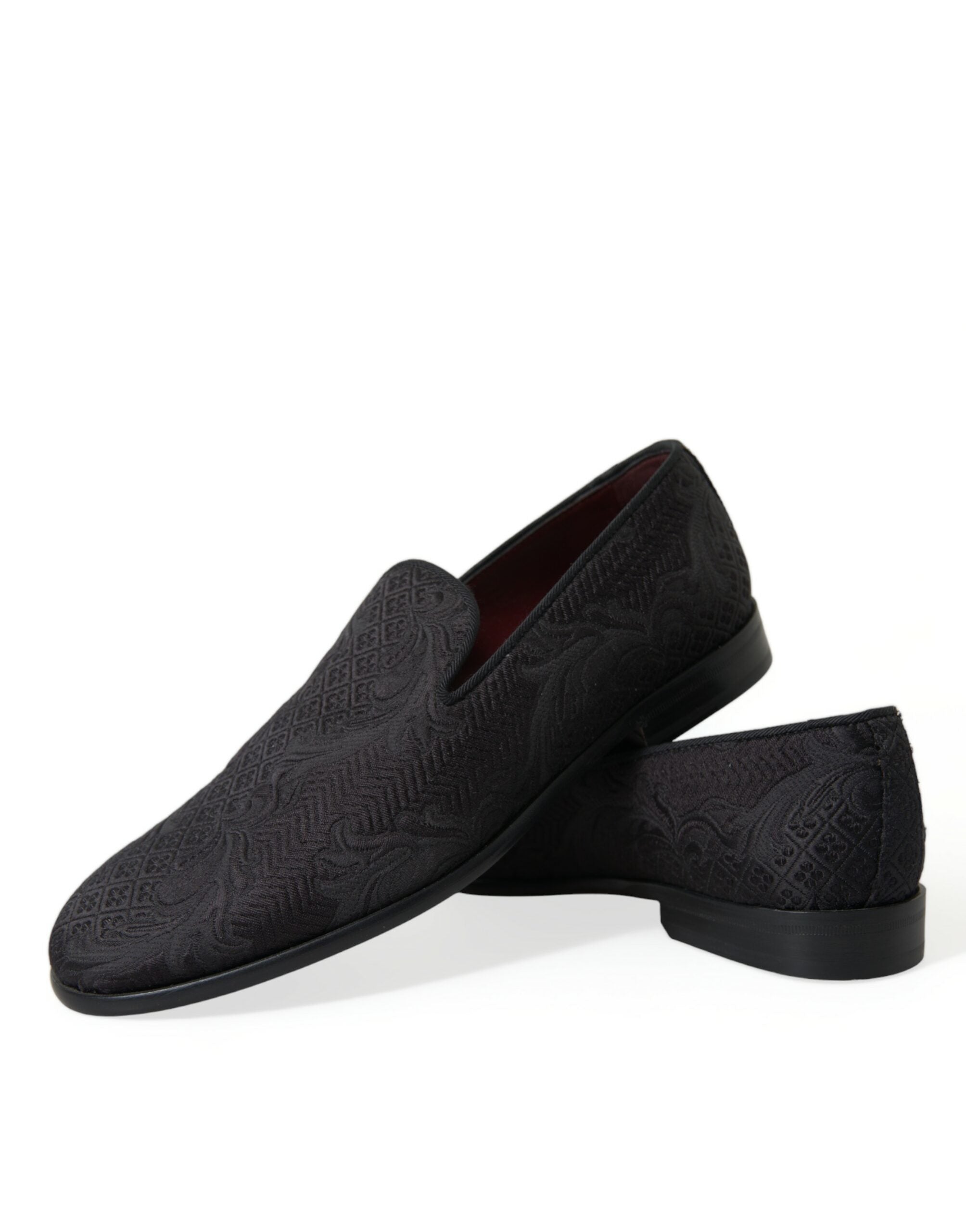 Black Brocade Men Slip On Loafer Dress Shoes - ventzia