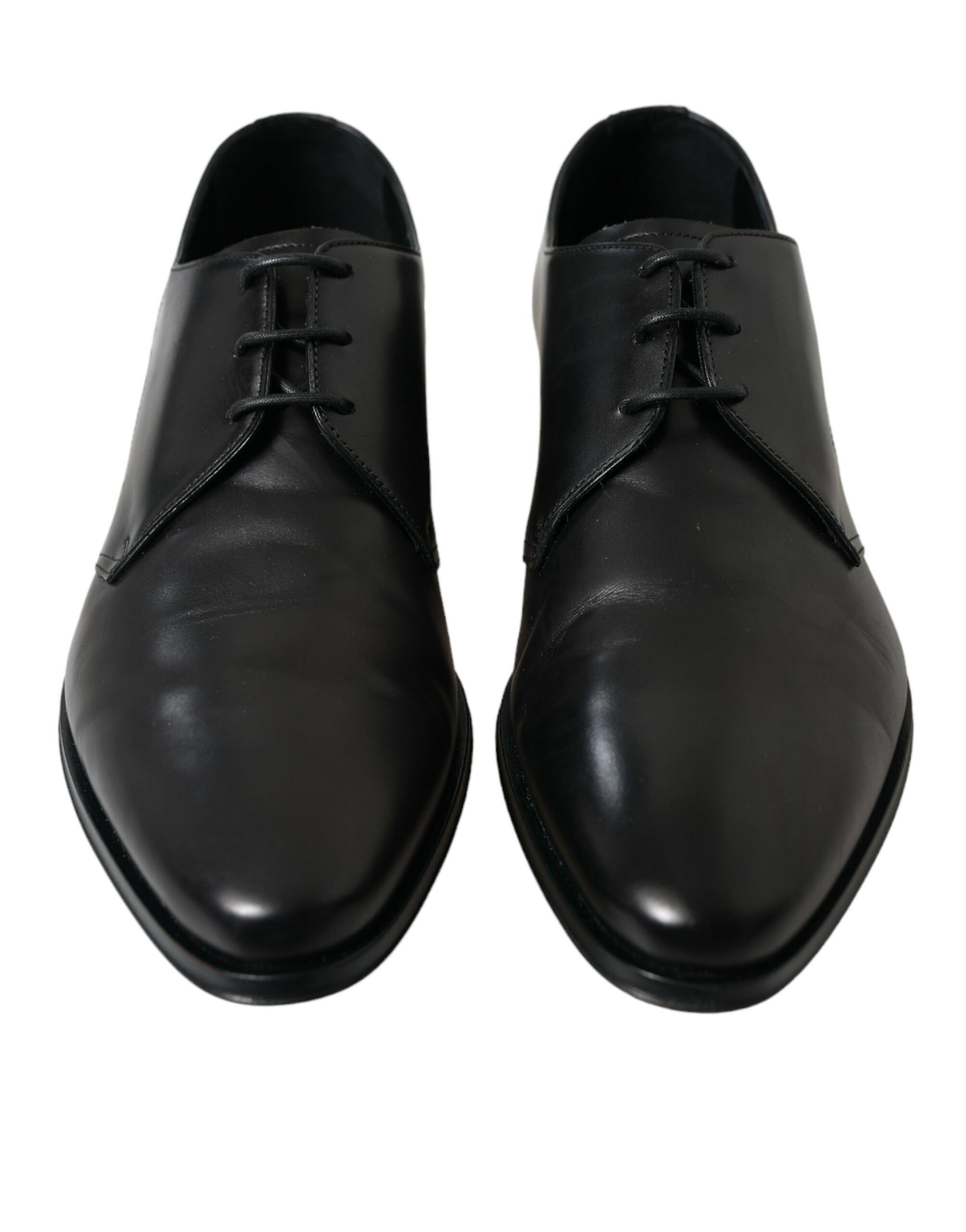 Black Leather Lace Up Formal Derby Dress Shoes - ventzia