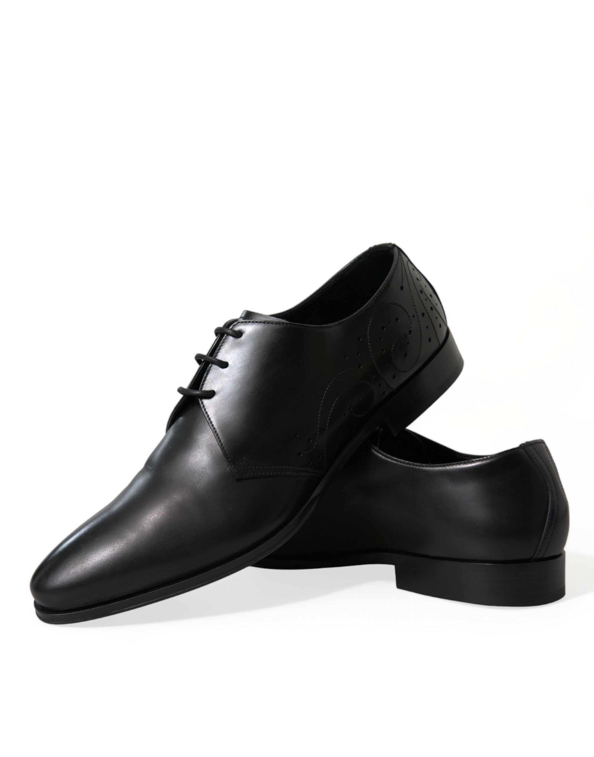 Black Leather Lace Up Formal Derby Dress Shoes - ventzia