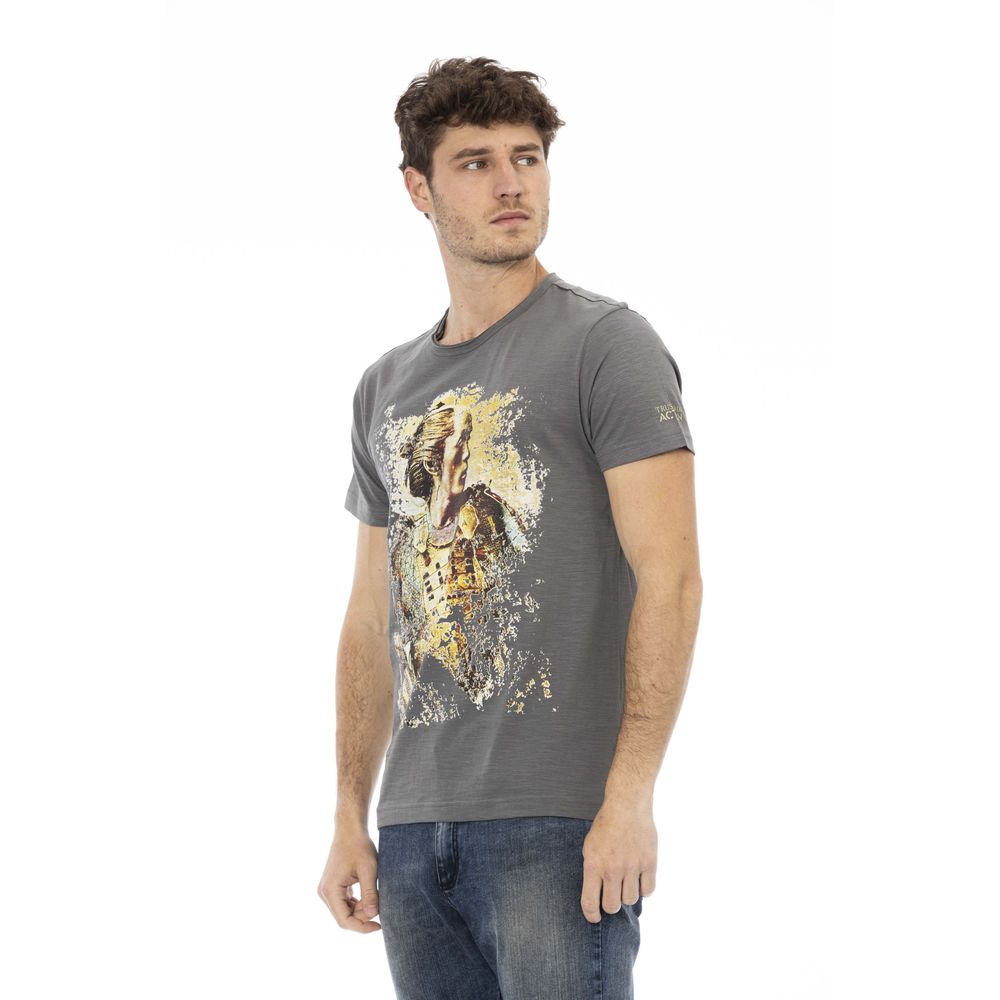 Gray Cotton Men T-Shirt - ventzia