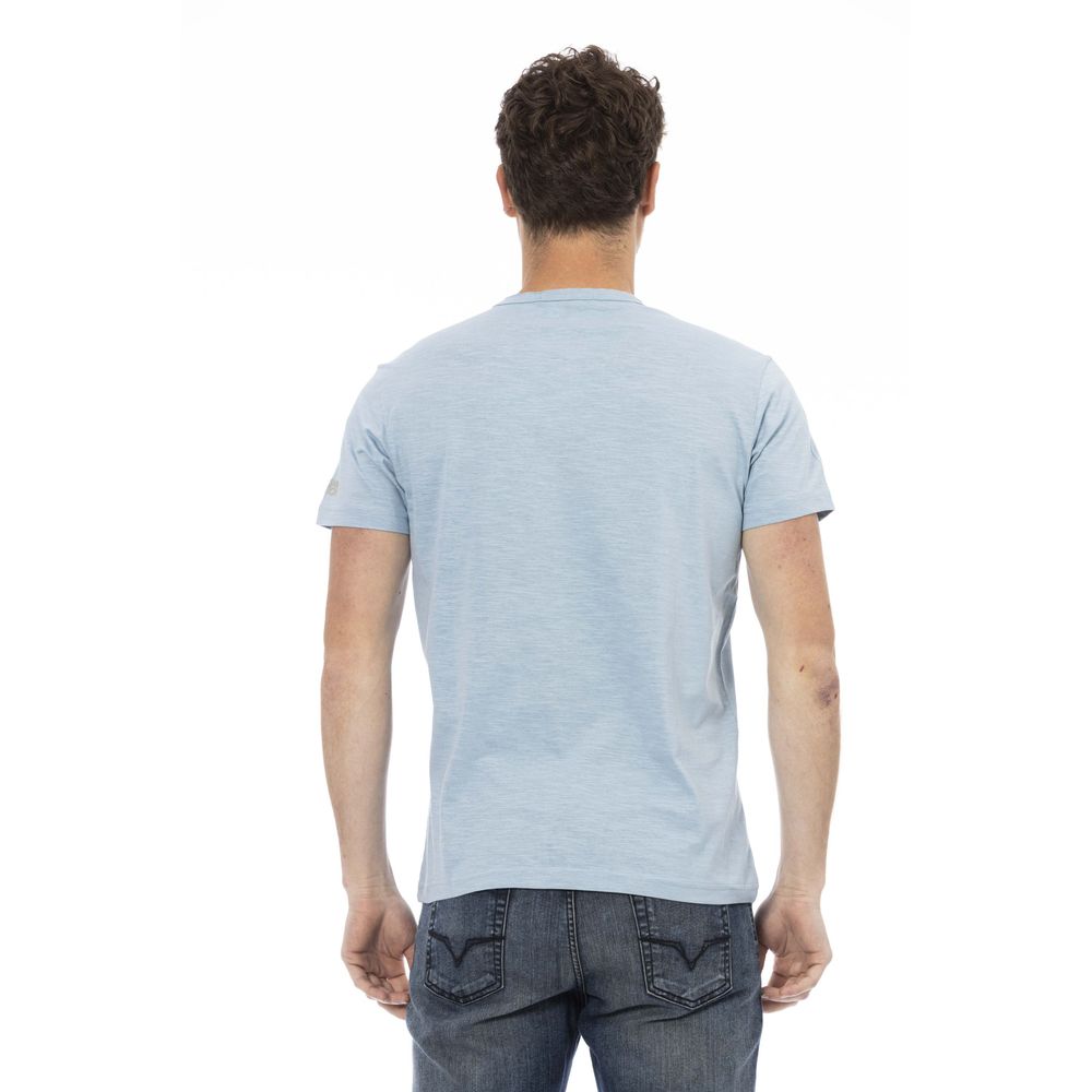 Light Blue Cotton Men T-Shirt - ventzia