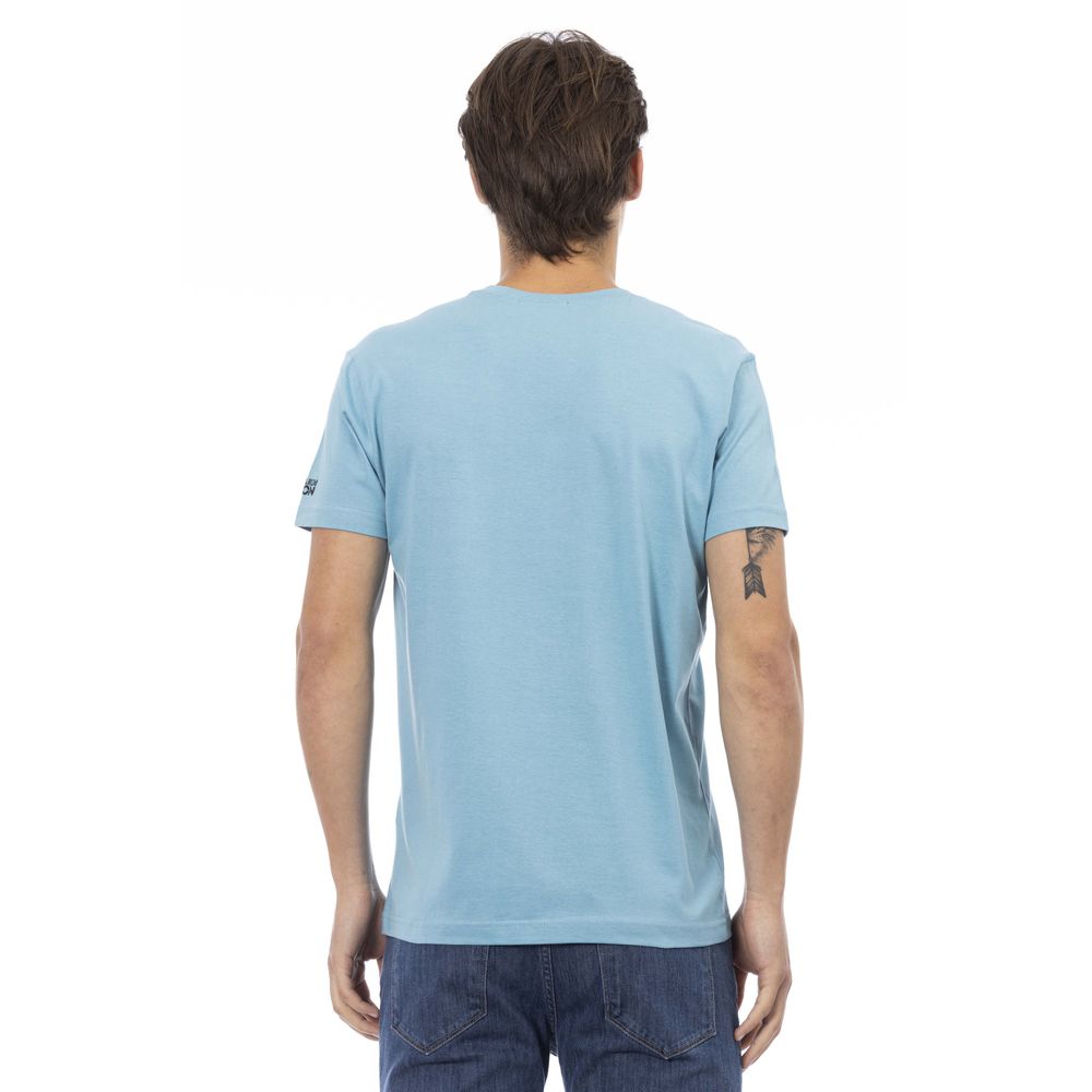Light Blue Cotton Men T-Shirt - ventzia