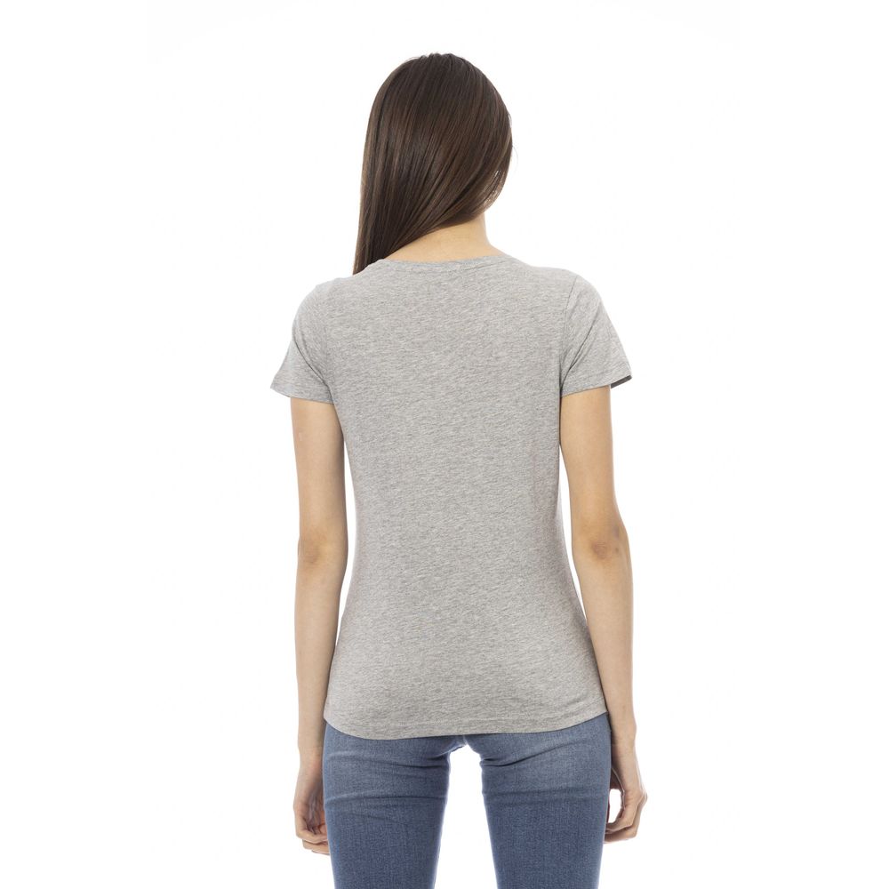 Gray Cotton Women T-Shirt - ventzia