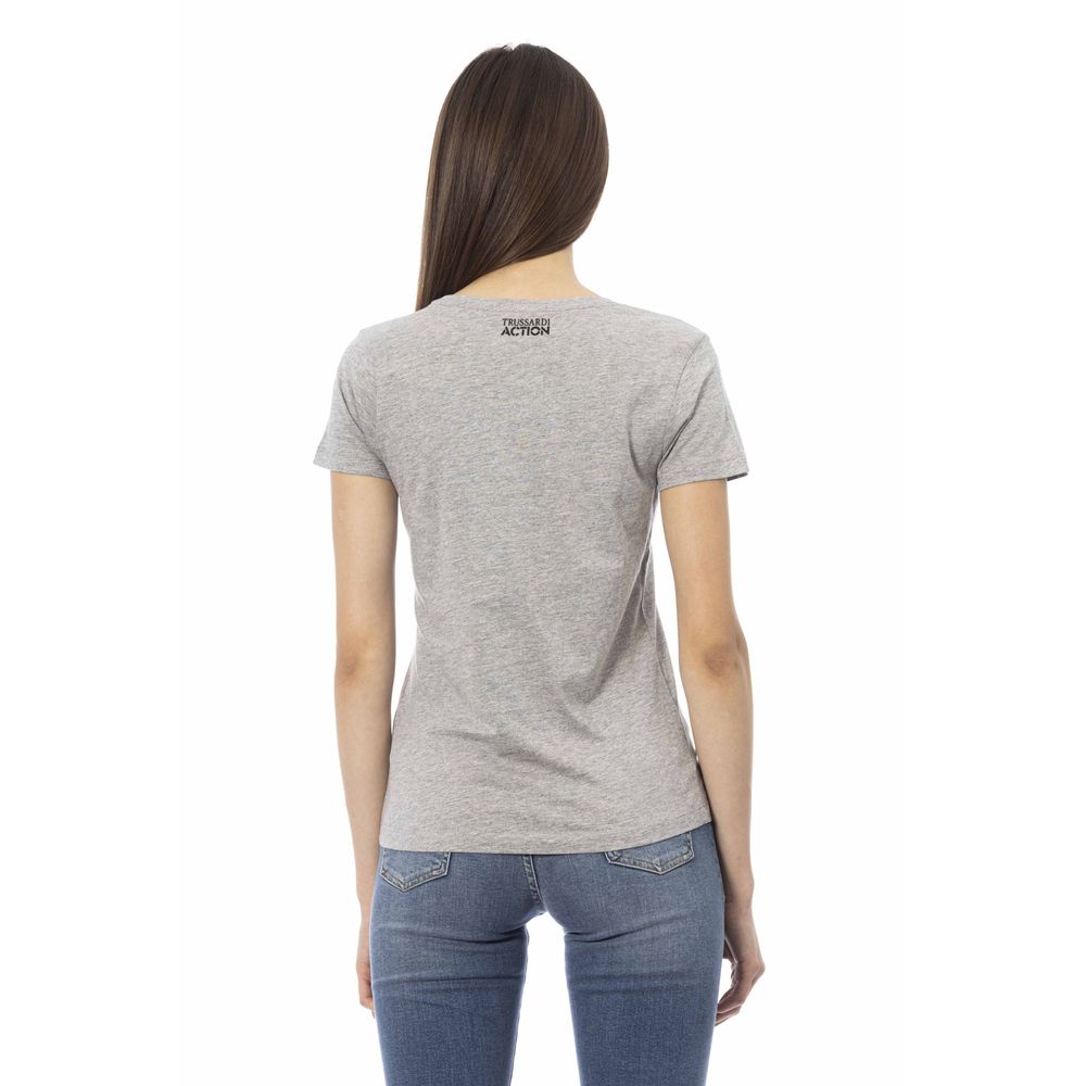 Gray Cotton Women T-Shirt - ventzia