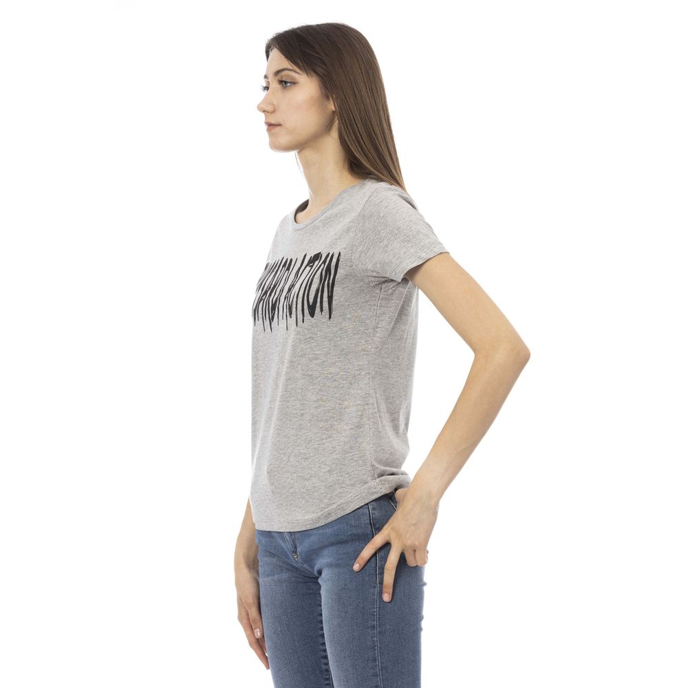 Gray Cotton Women T-Shirt - ventzia