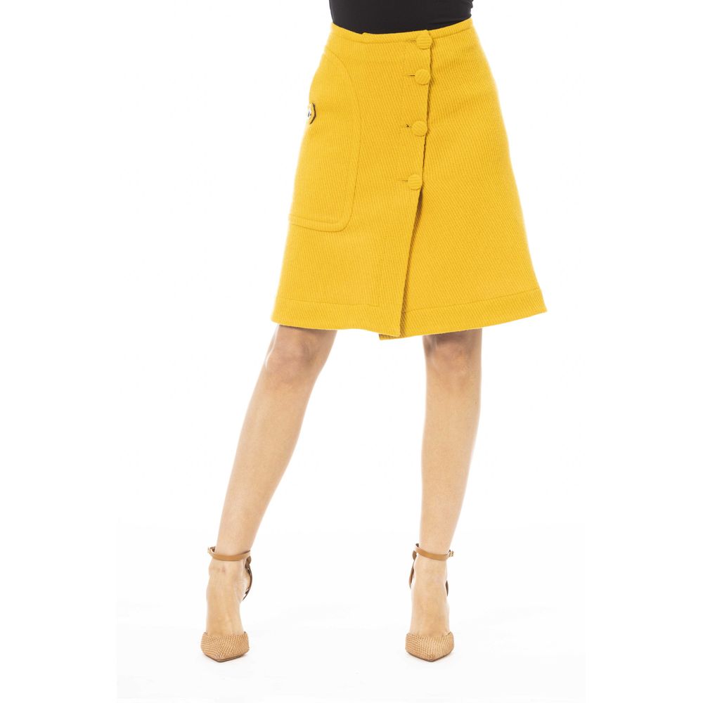 Yellow Wool Women Skirt - ventzia