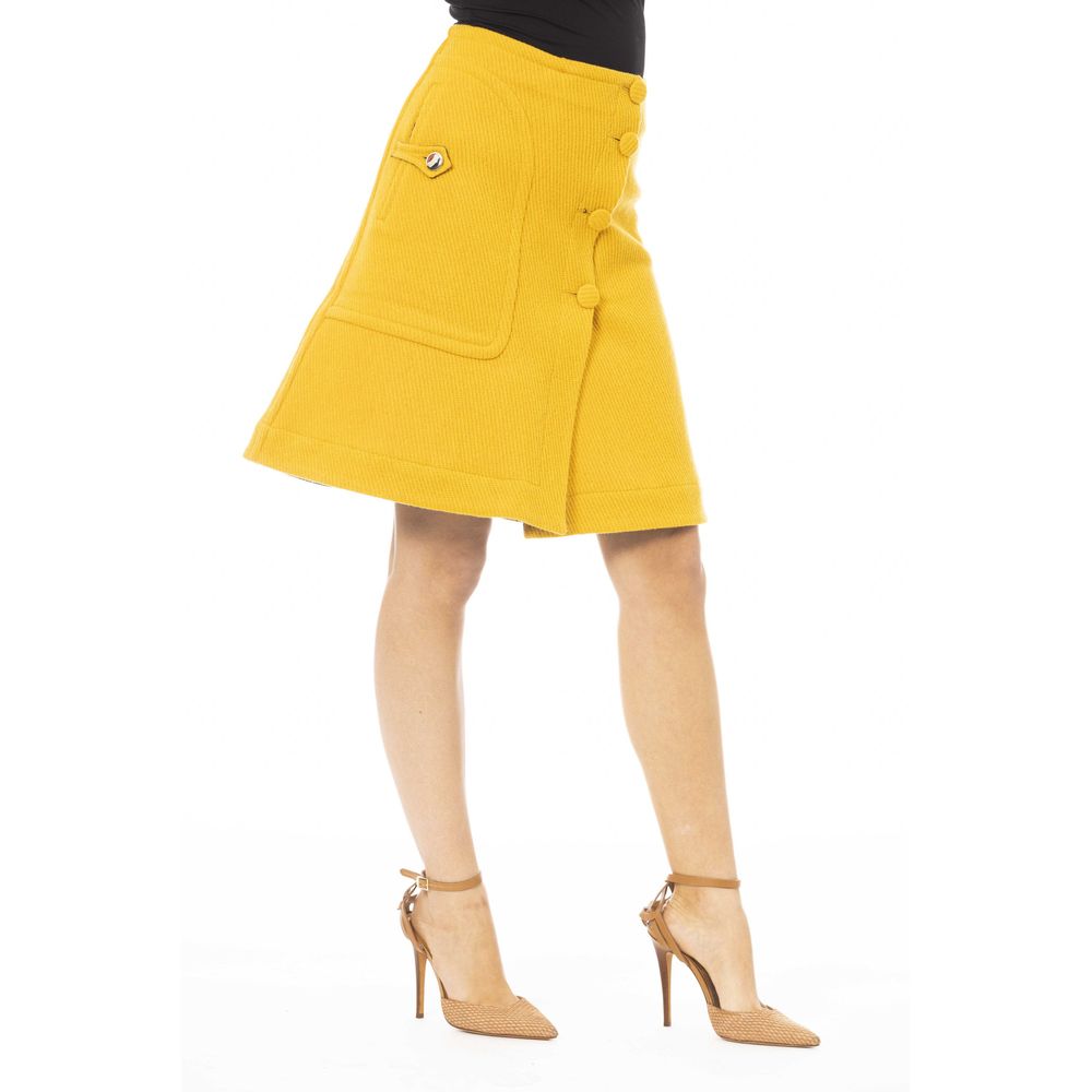 Yellow Wool Women Skirt - ventzia
