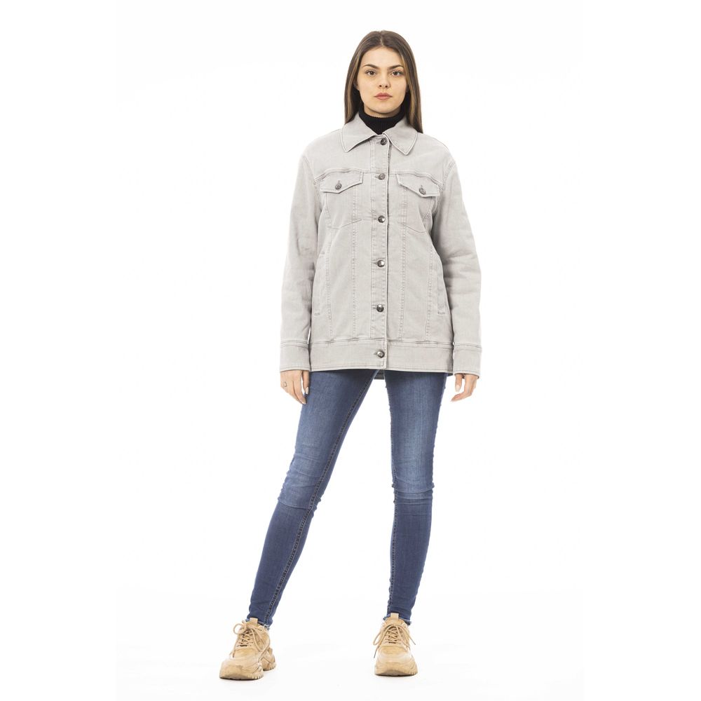 Gray Cotton Women Jacket - ventzia