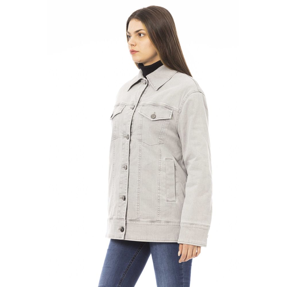 Gray Cotton Women Jacket - ventzia