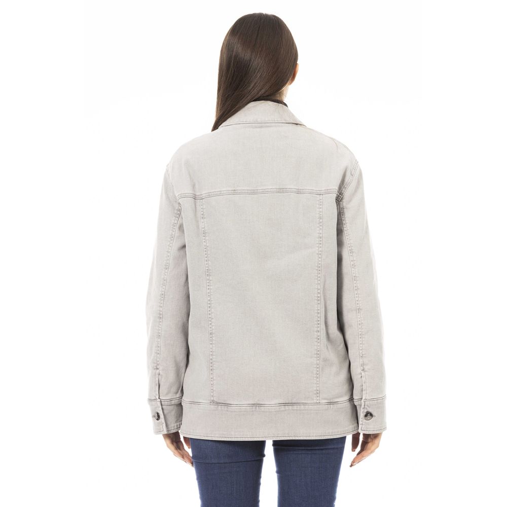 Gray Cotton Women Jacket - ventzia