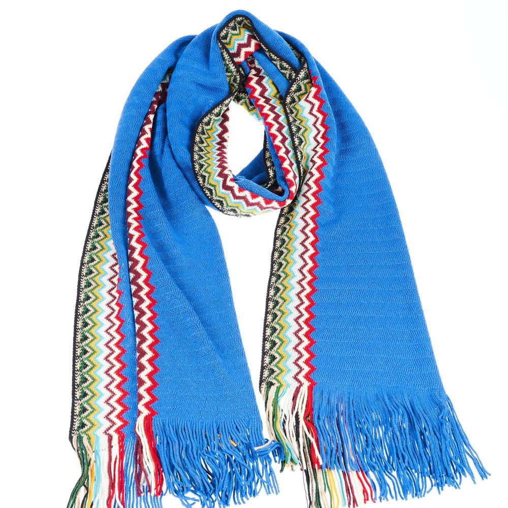 Blue Wool Men Scarf - ventzia
