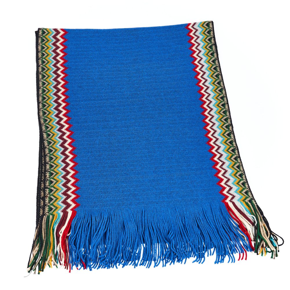 Blue Wool Men Scarf - ventzia