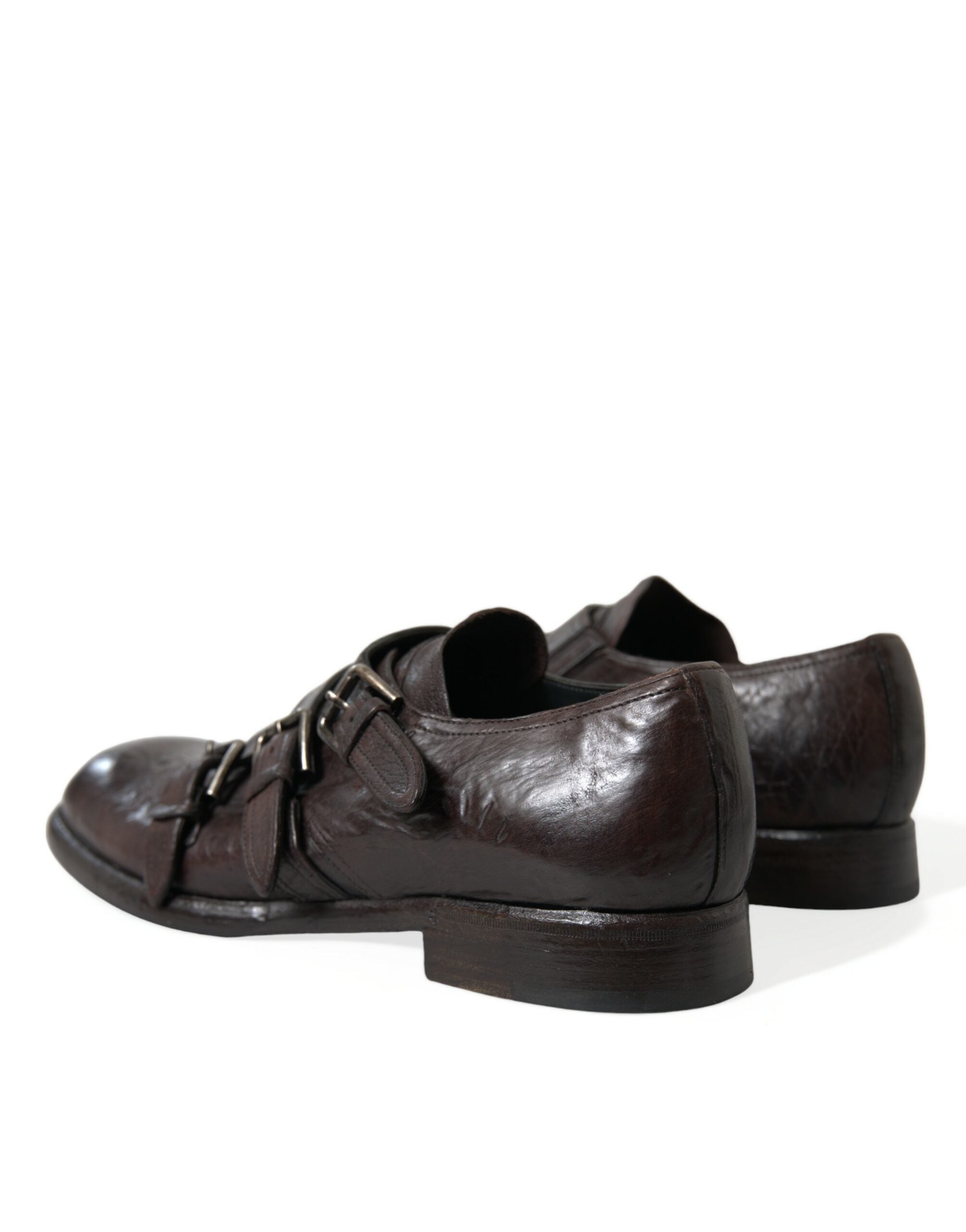 Brown Leather Strap Formal Dress Shoes - ventzia