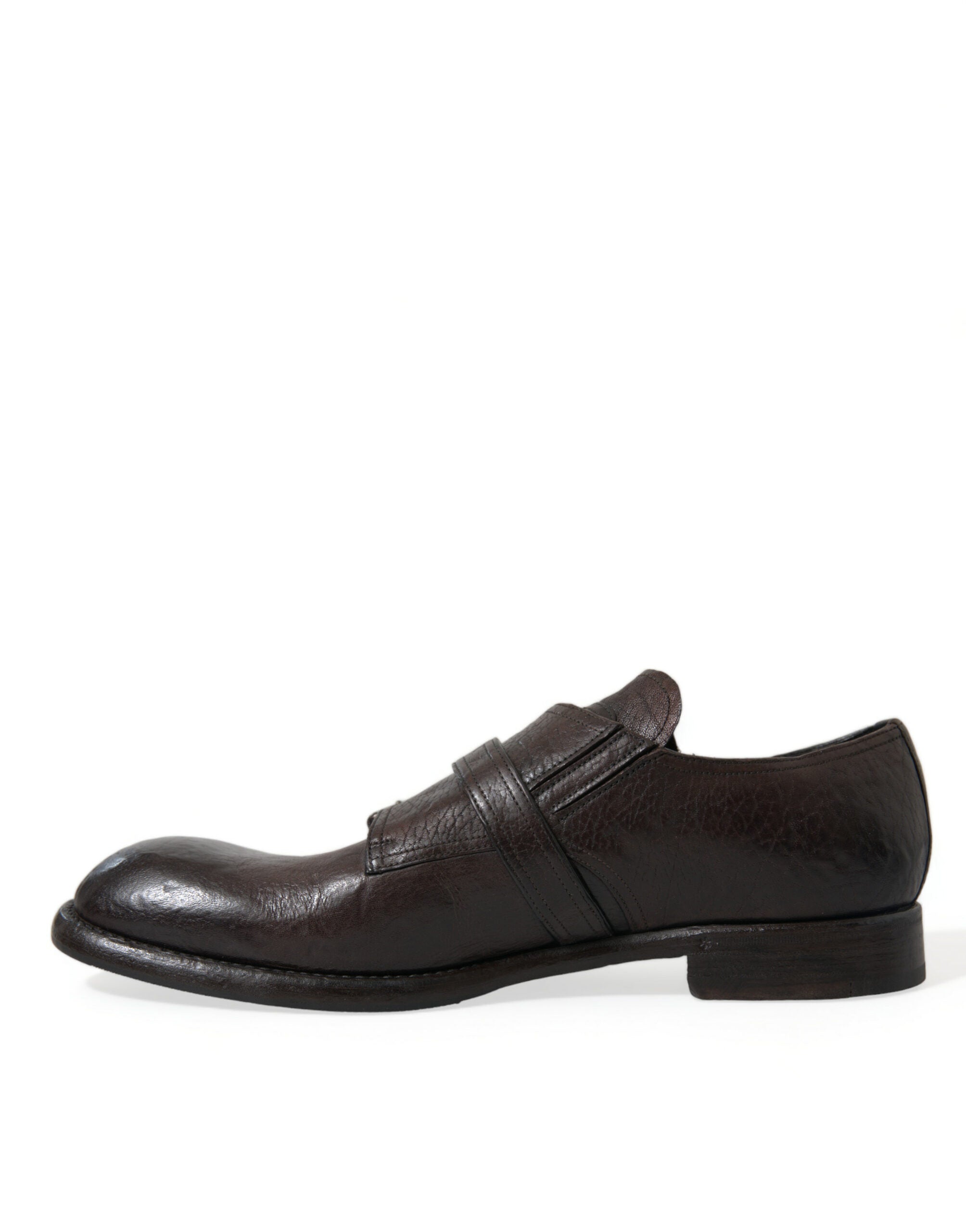 Brown Leather Strap Formal Dress Shoes - ventzia