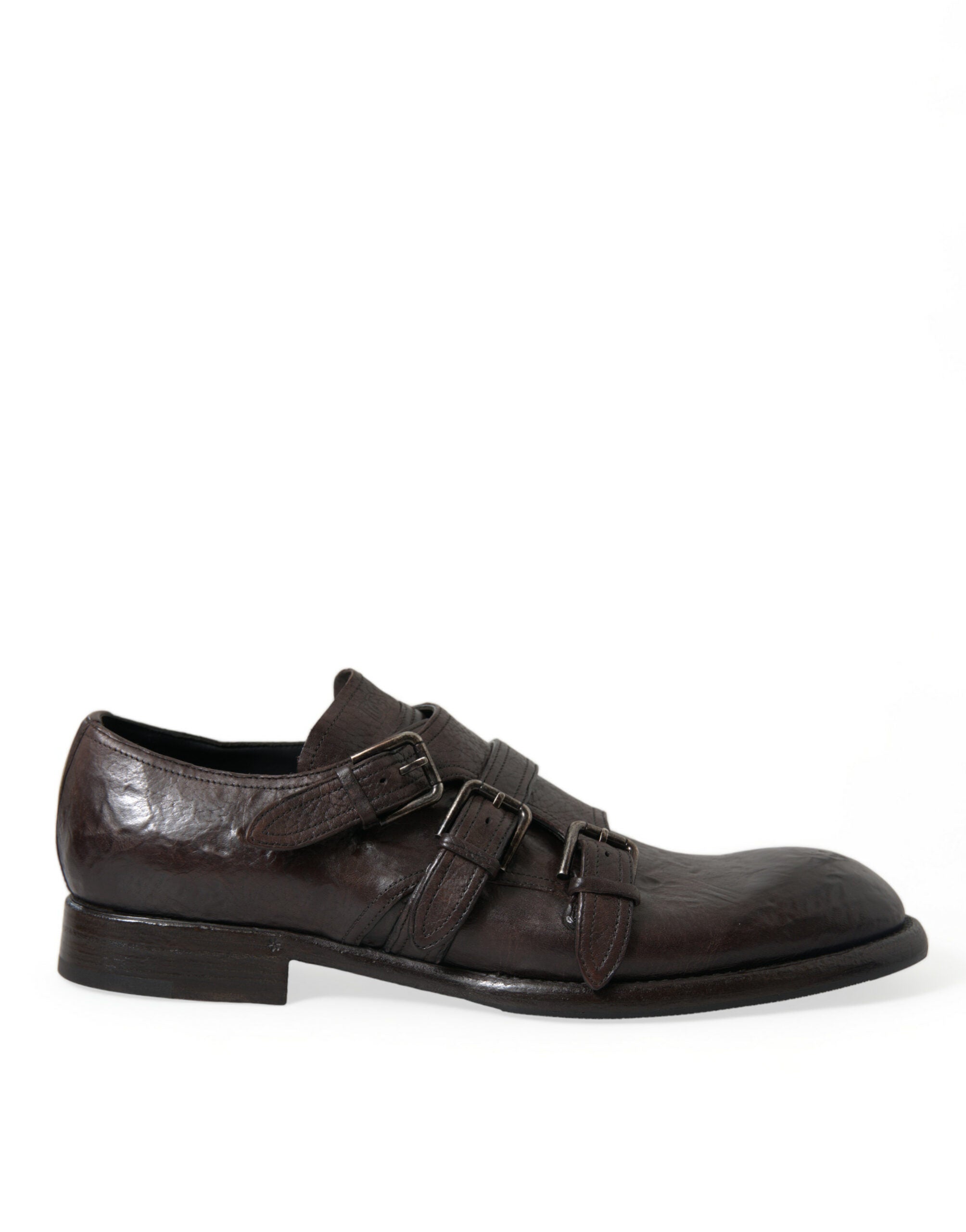 Brown Leather Strap Formal Dress Shoes - ventzia