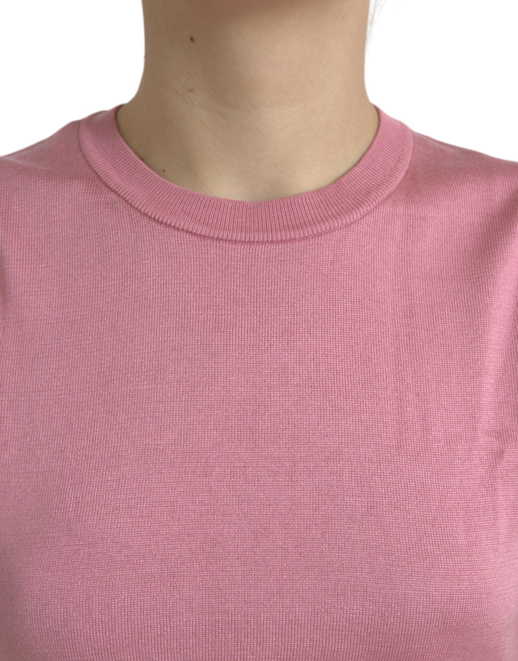 Pink Crew Neck Cropped Sleeveless Tank Top - ventzia
