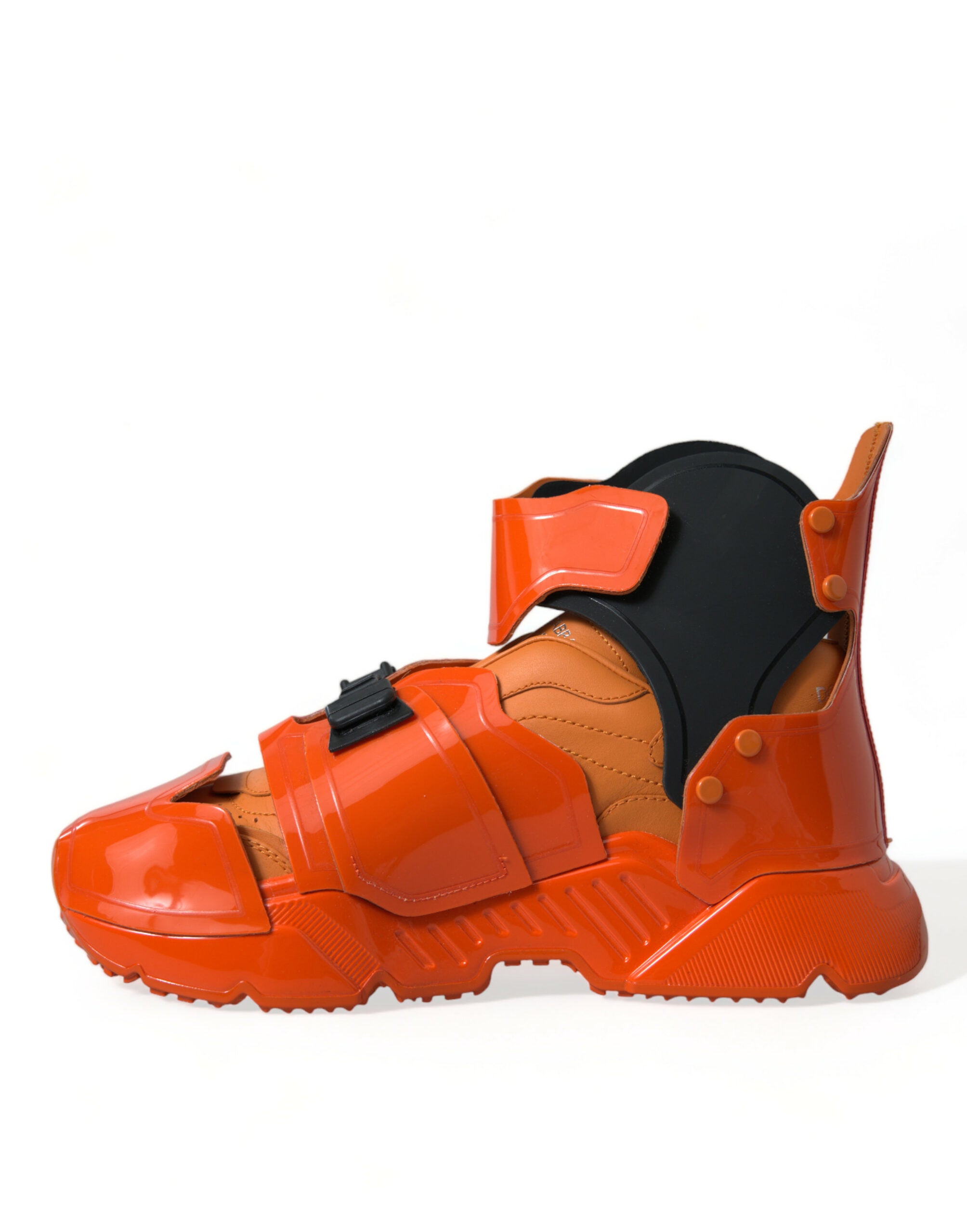 Orange Multi Panel Chunky High Top Sneakers Shoes - ventzia