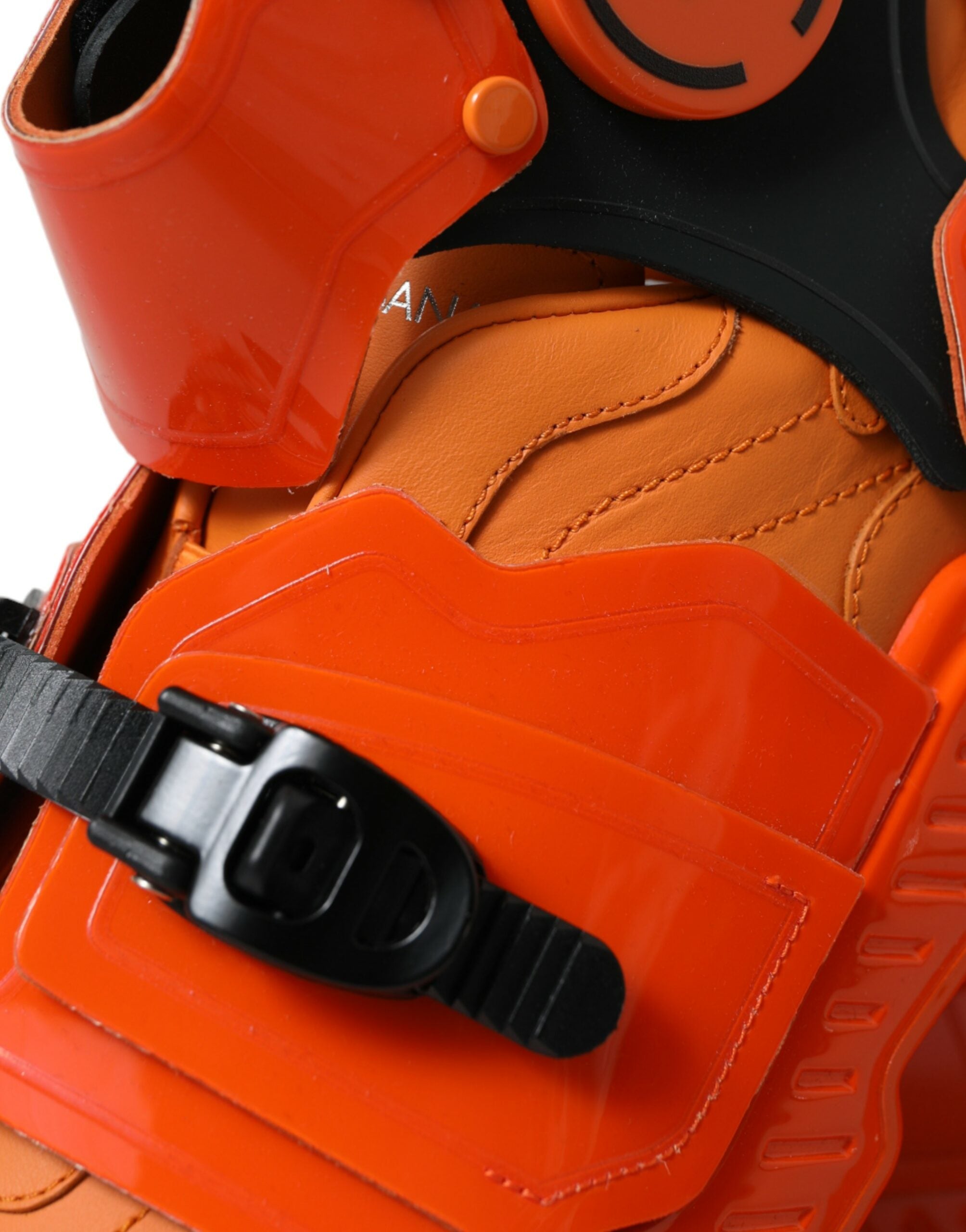 Orange Multi Panel Chunky High Top Sneakers Shoes - ventzia