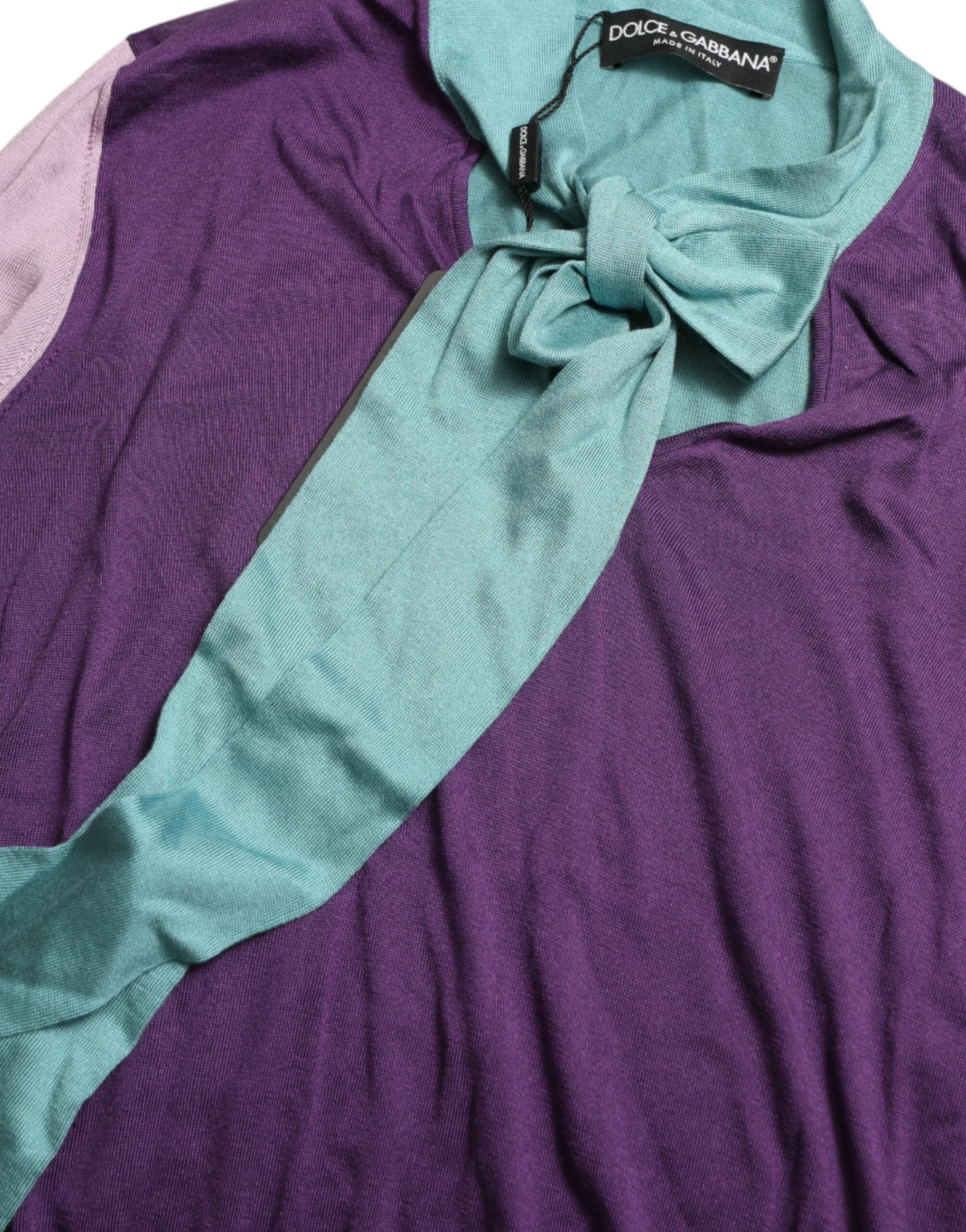 Multicolor Bow Fastening Pullover Sweater - ventzia