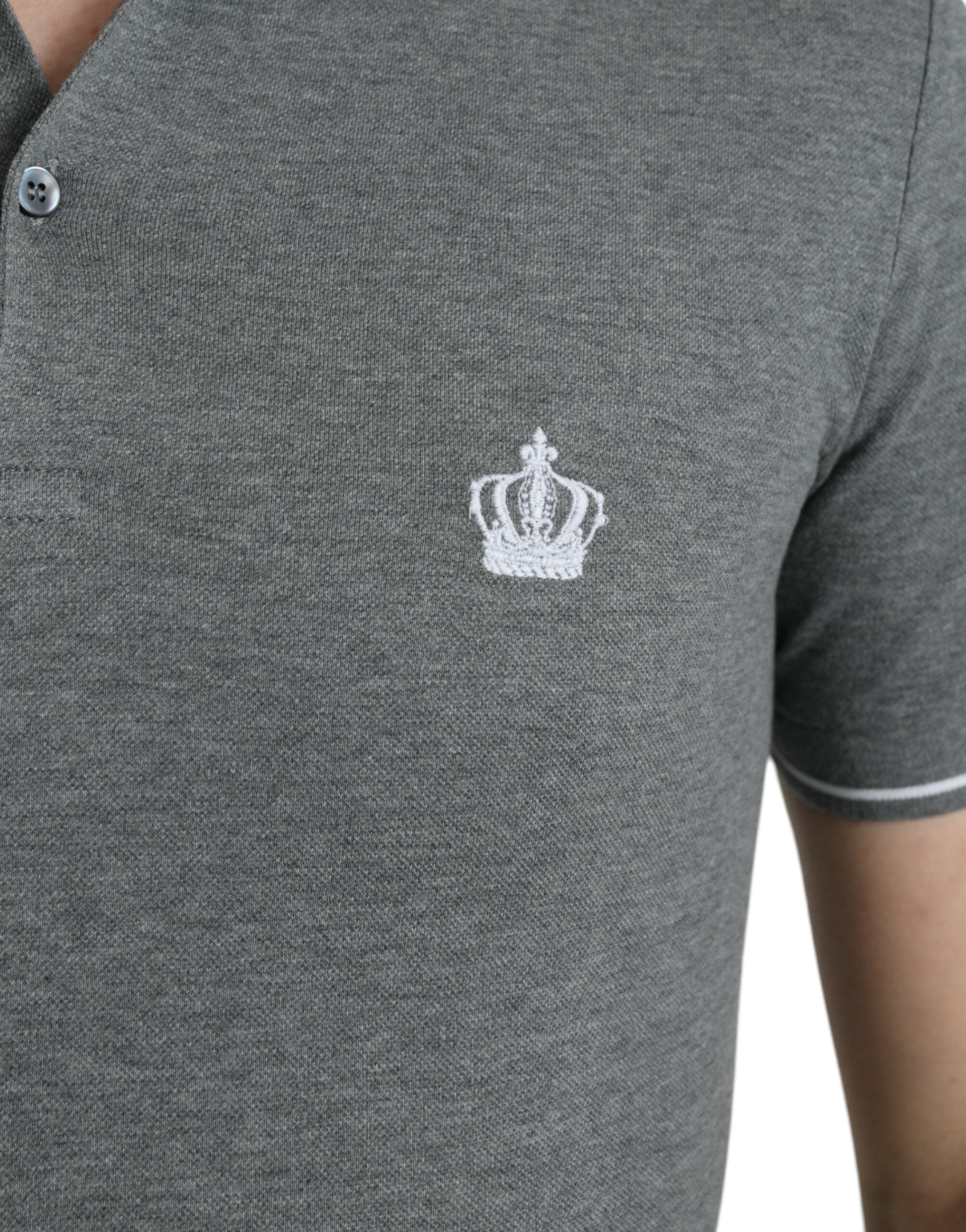Gray Collared Short Sleeve Crown T-shirt - ventzia