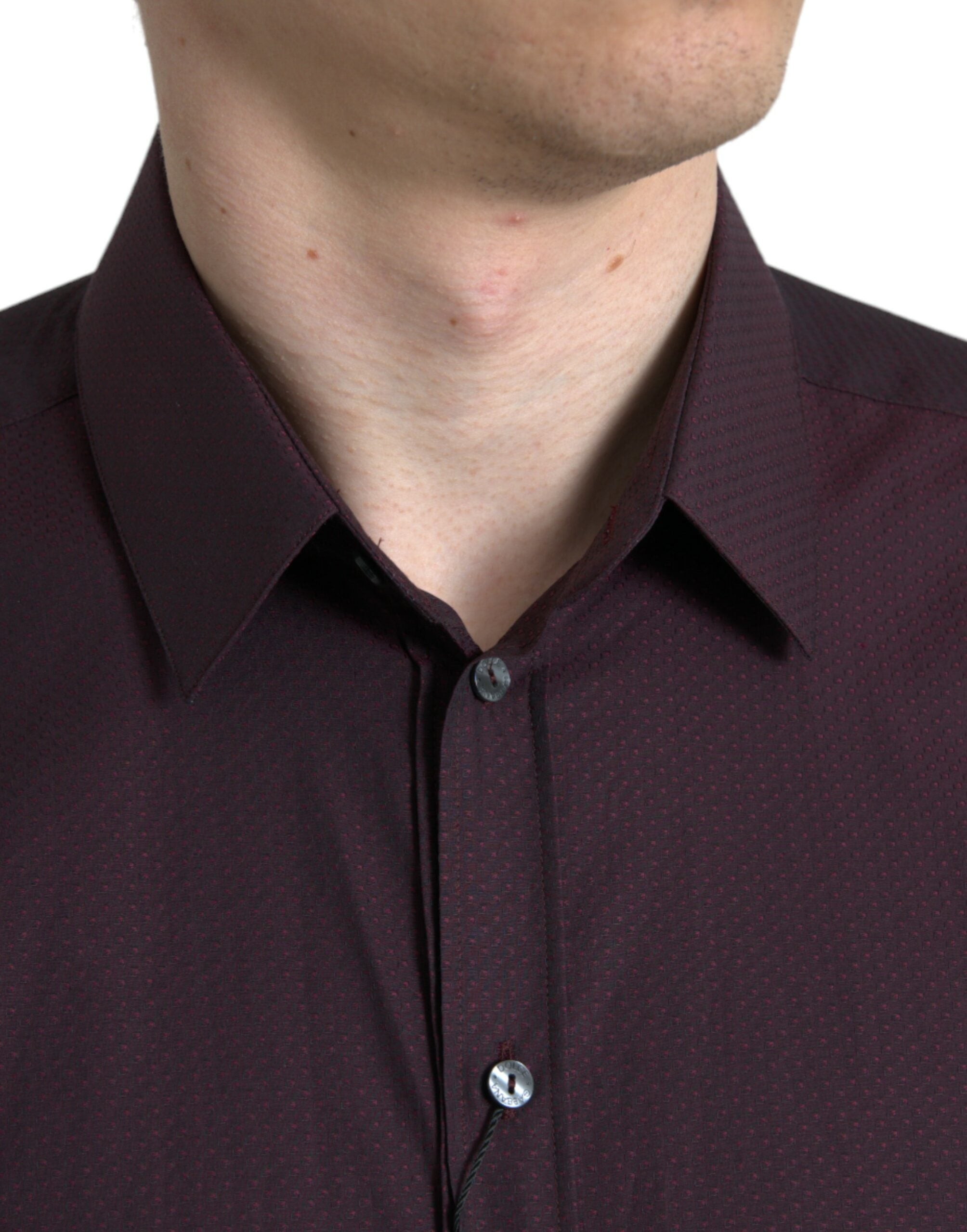 Maroon Jacquard Formal Dress MARTINI Shirt - ventzia