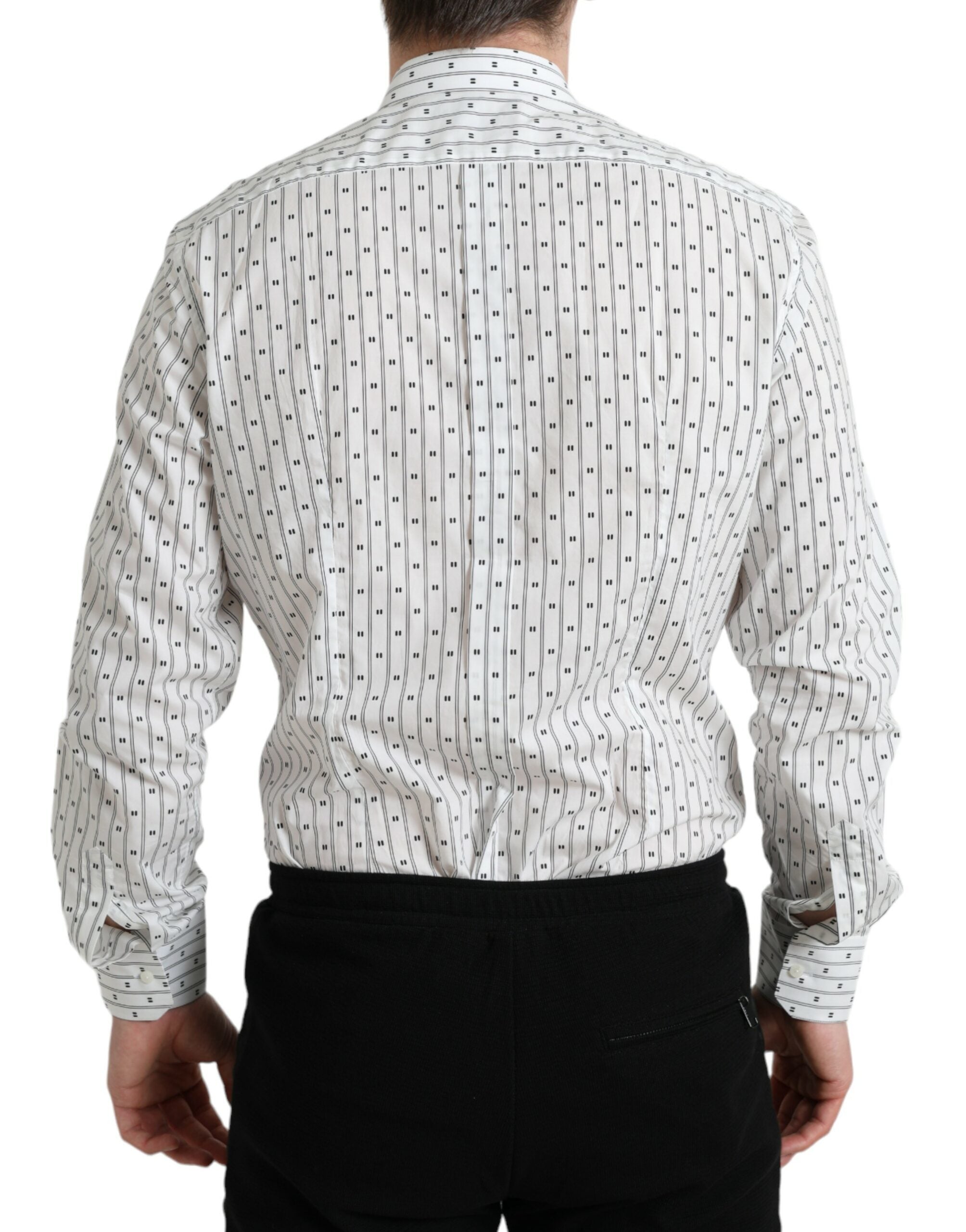 White Patterned Men GOLD Formal Dress Shirt - ventzia