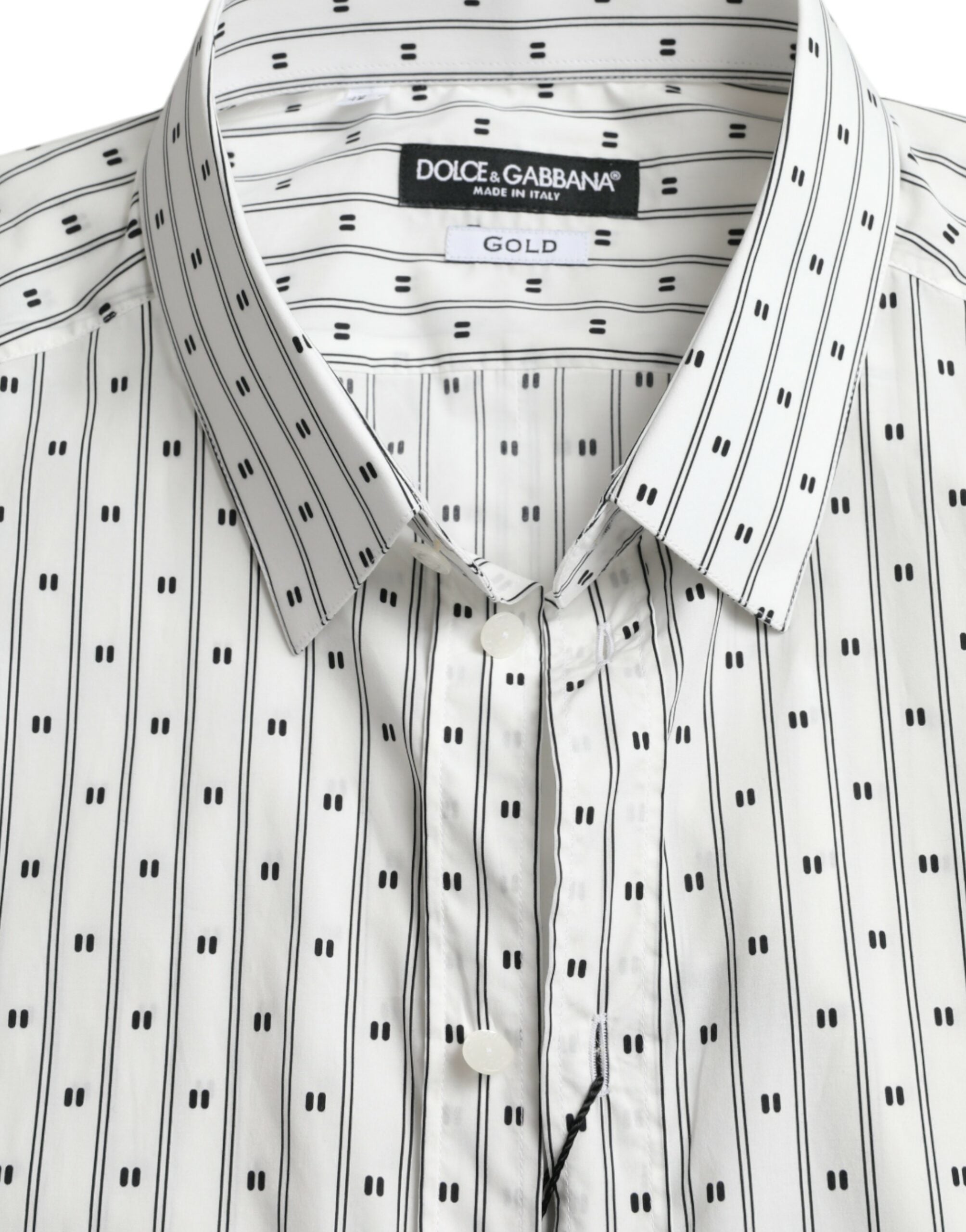 White Patterned Men GOLD Formal Dress Shirt - ventzia