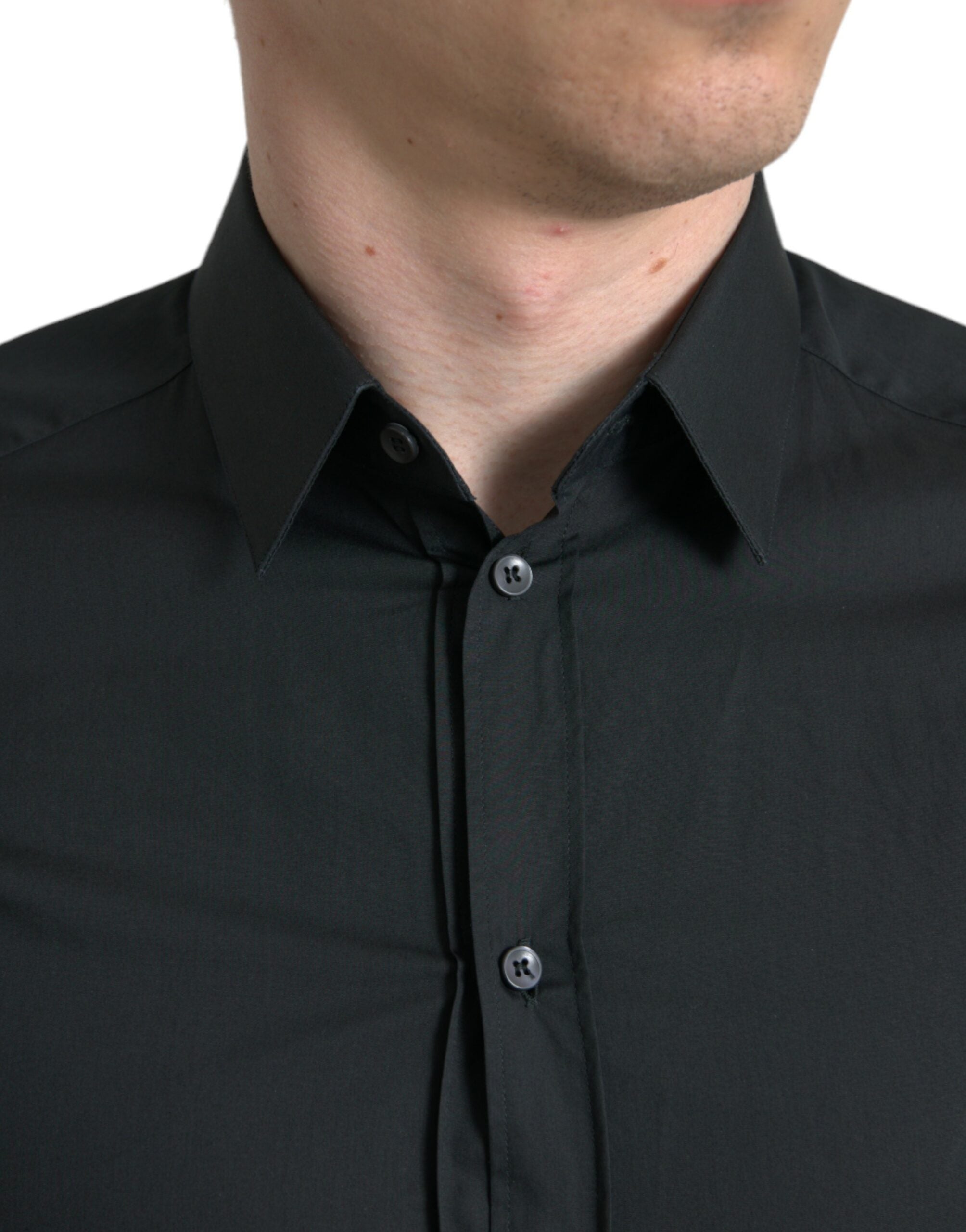 Black Cotton Silk Formal GOLD Dress Shirt - ventzia