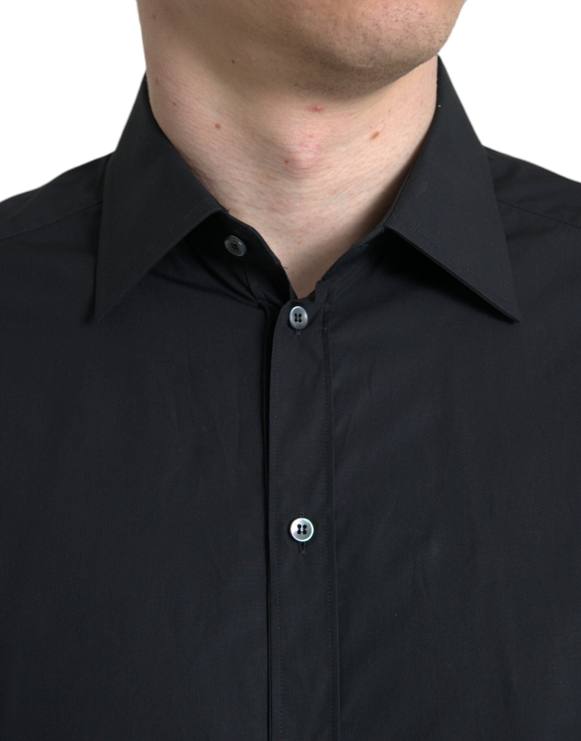 Black Cotton Men Formal GOLD Dress Shirt - ventzia