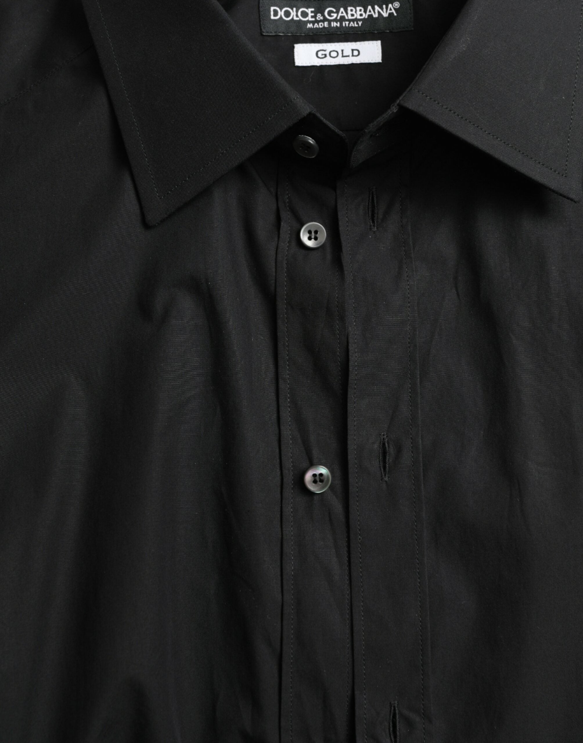 Black Cotton Men Formal GOLD Dress Shirt - ventzia