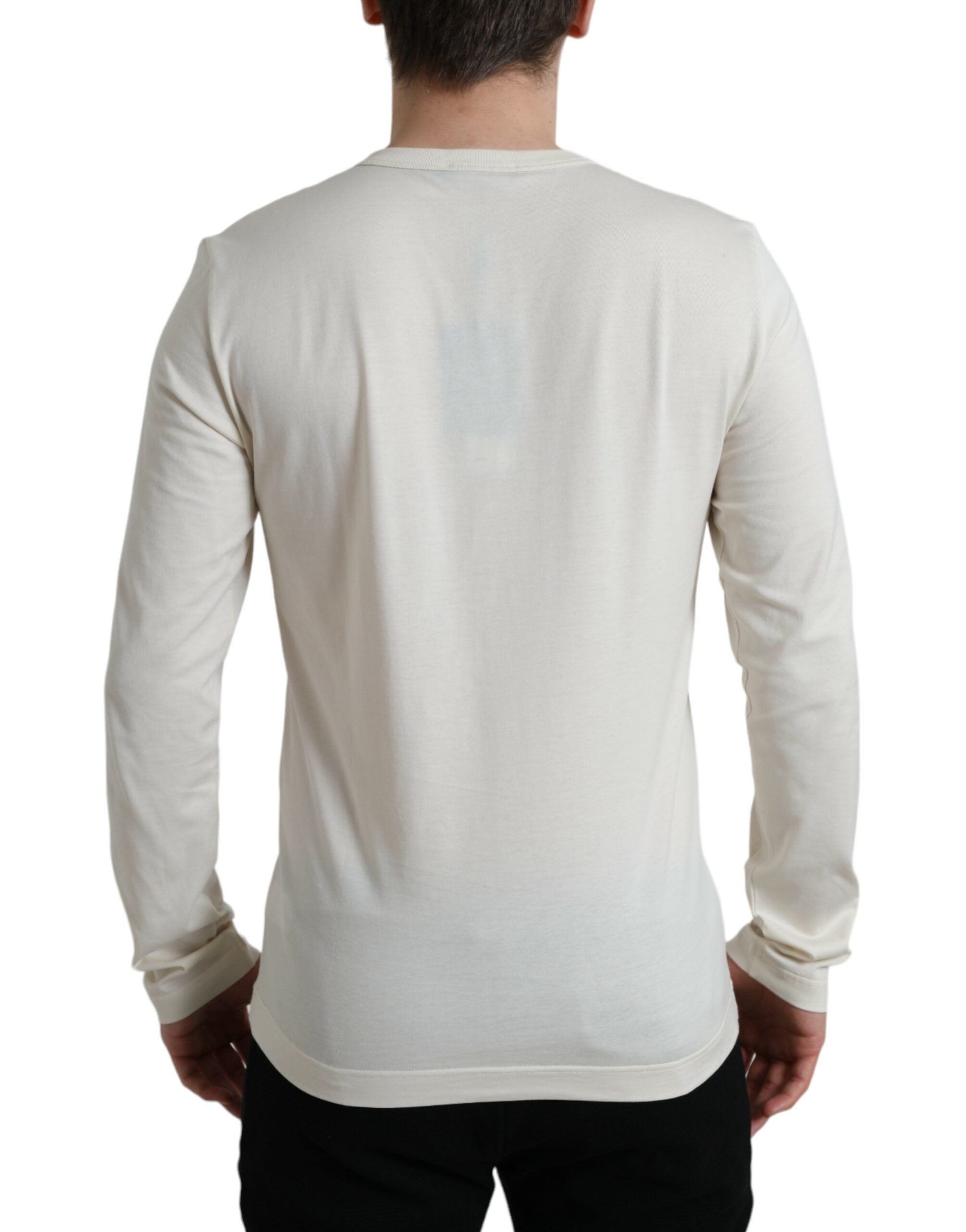 Off White Cotton Henley Pullover Sweater - ventzia