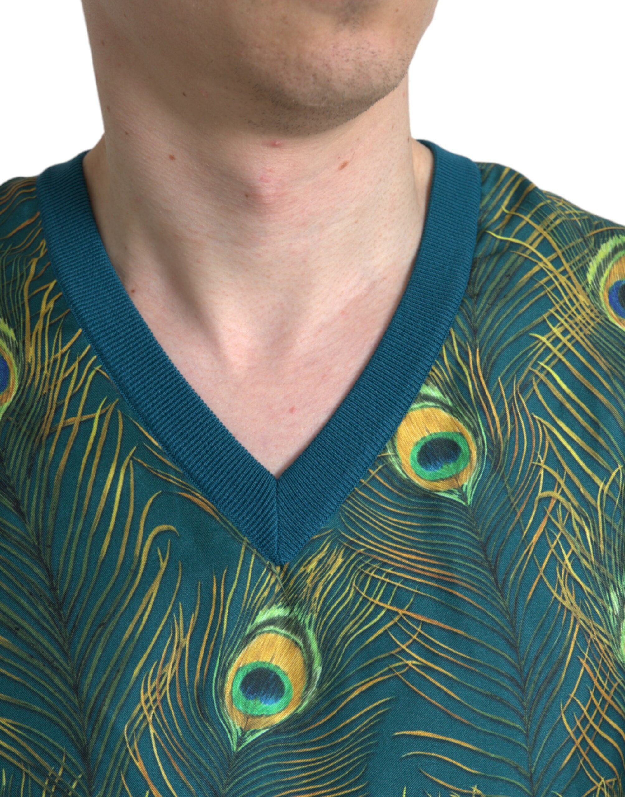 Green Peacock Feather Pullover Sweater - ventzia