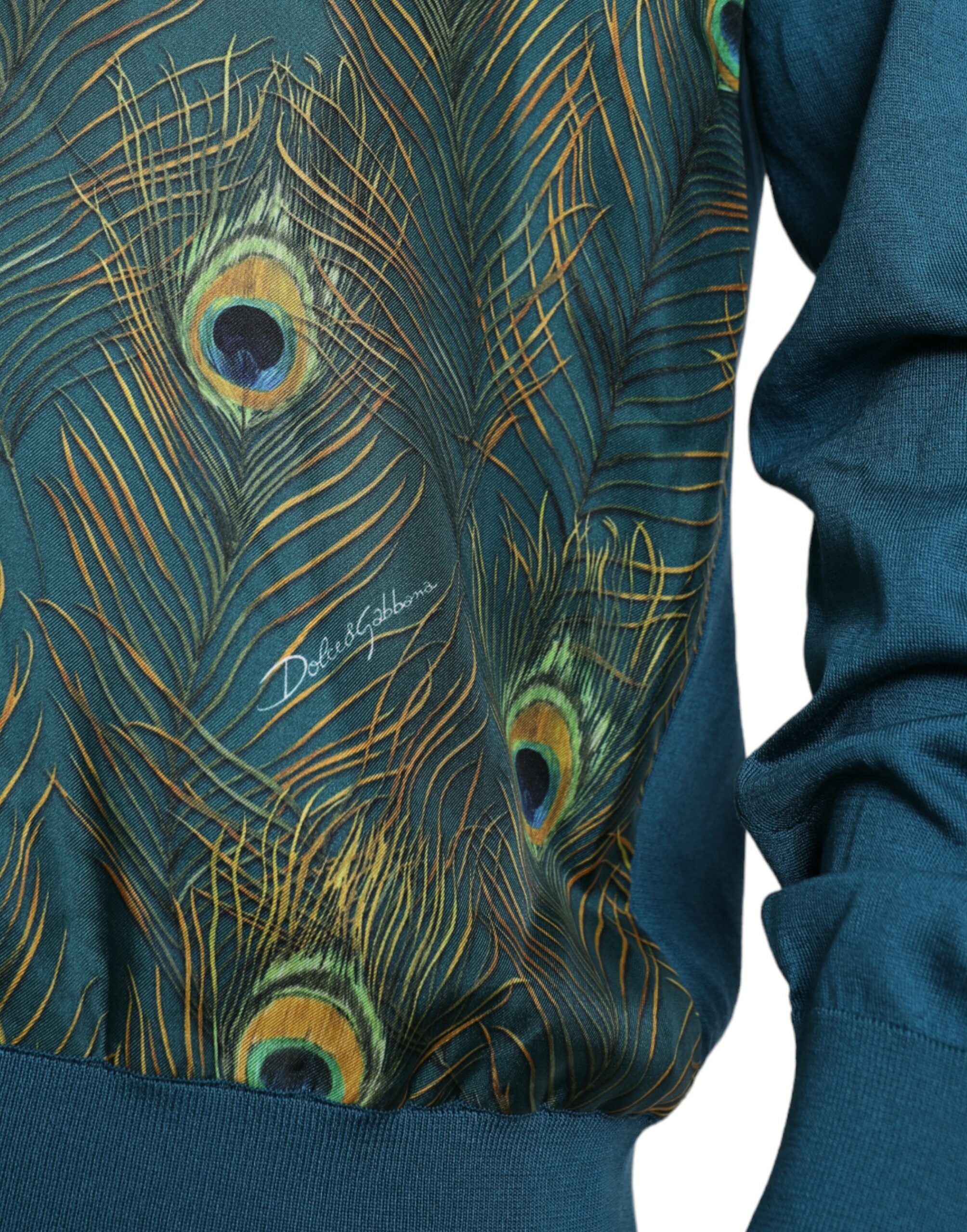 Green Peacock Feather Pullover Sweater - ventzia