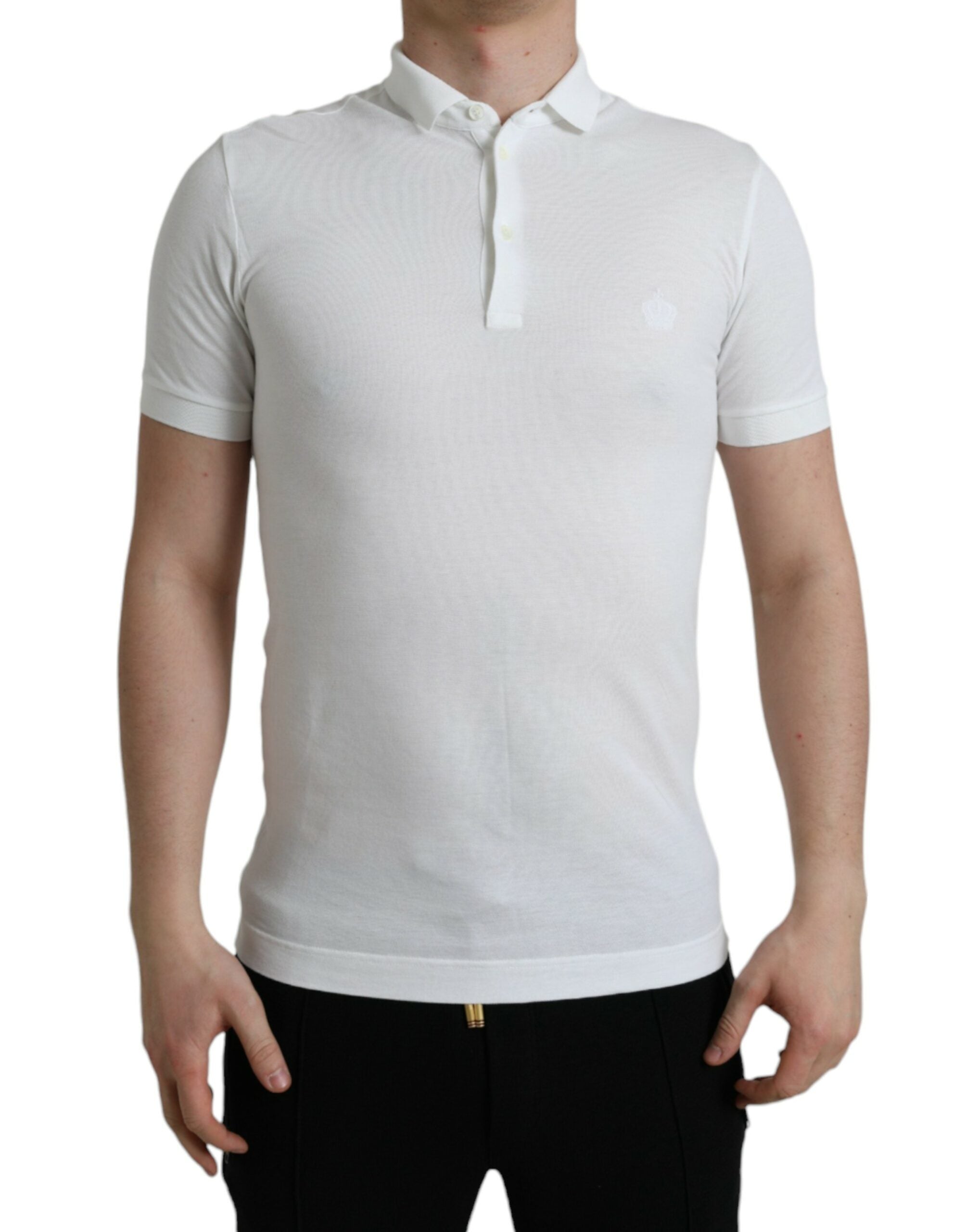 White Collared Short Sleeve Crown T-shirt - ventzia