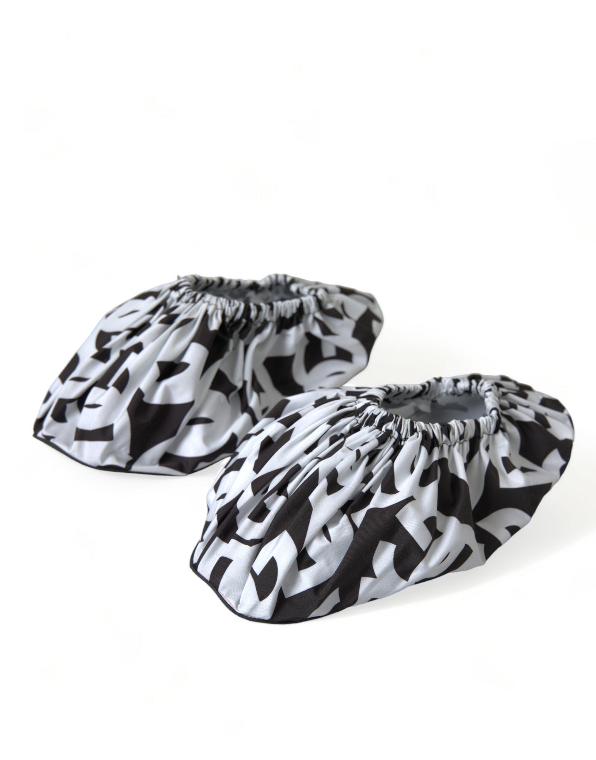 White Logo Print Nylon Slip On Flats Shoes - ventzia