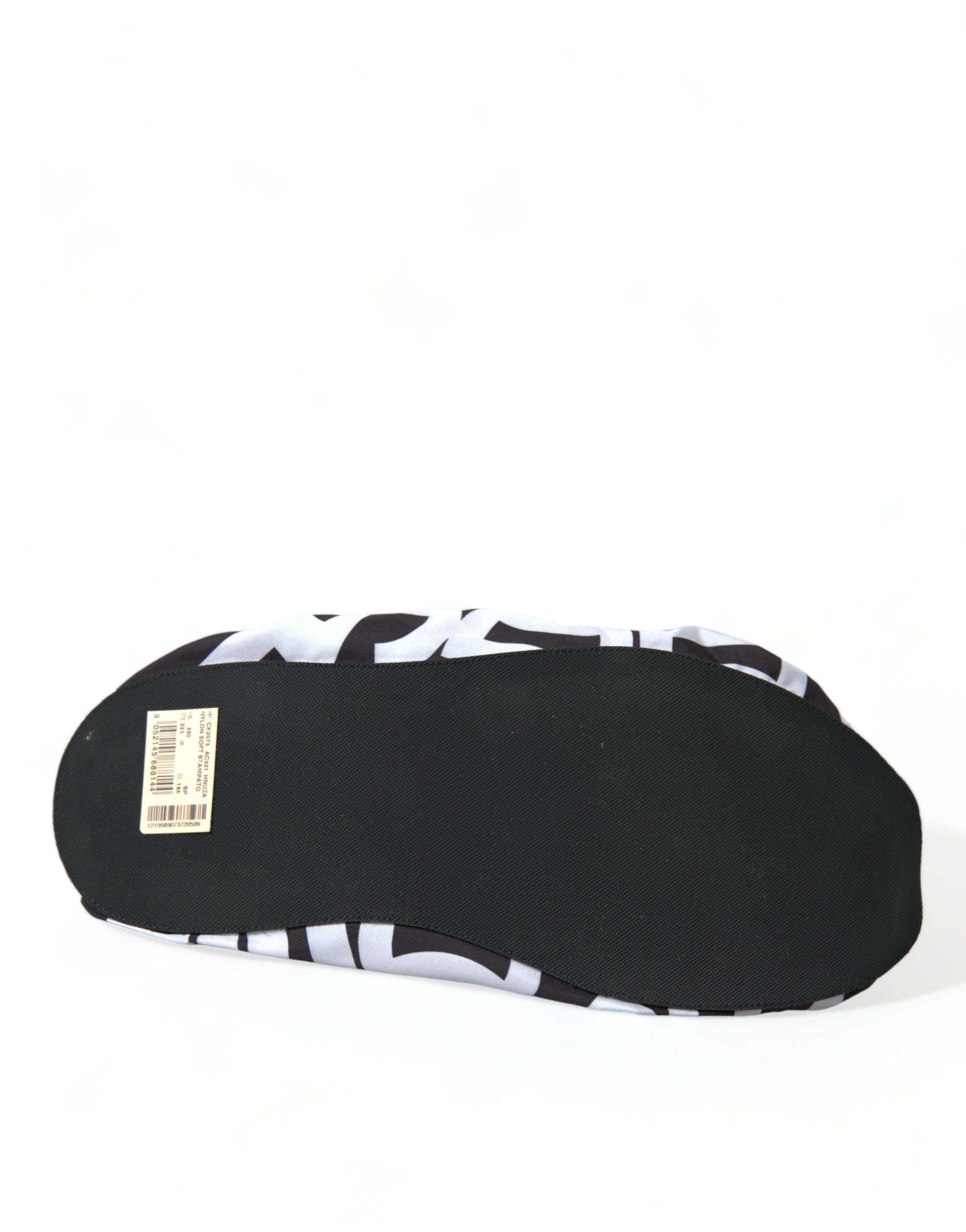 White Logo Print Nylon Slip On Flats Shoes - ventzia