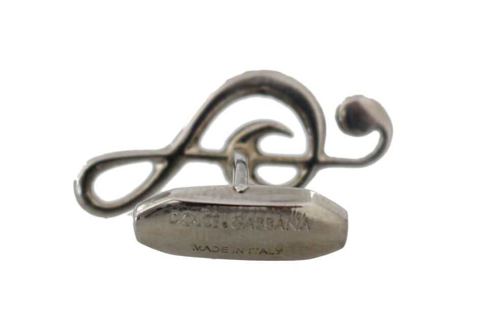 Silver Brass Tremble Clef Crystal Cufflinks - ventzia