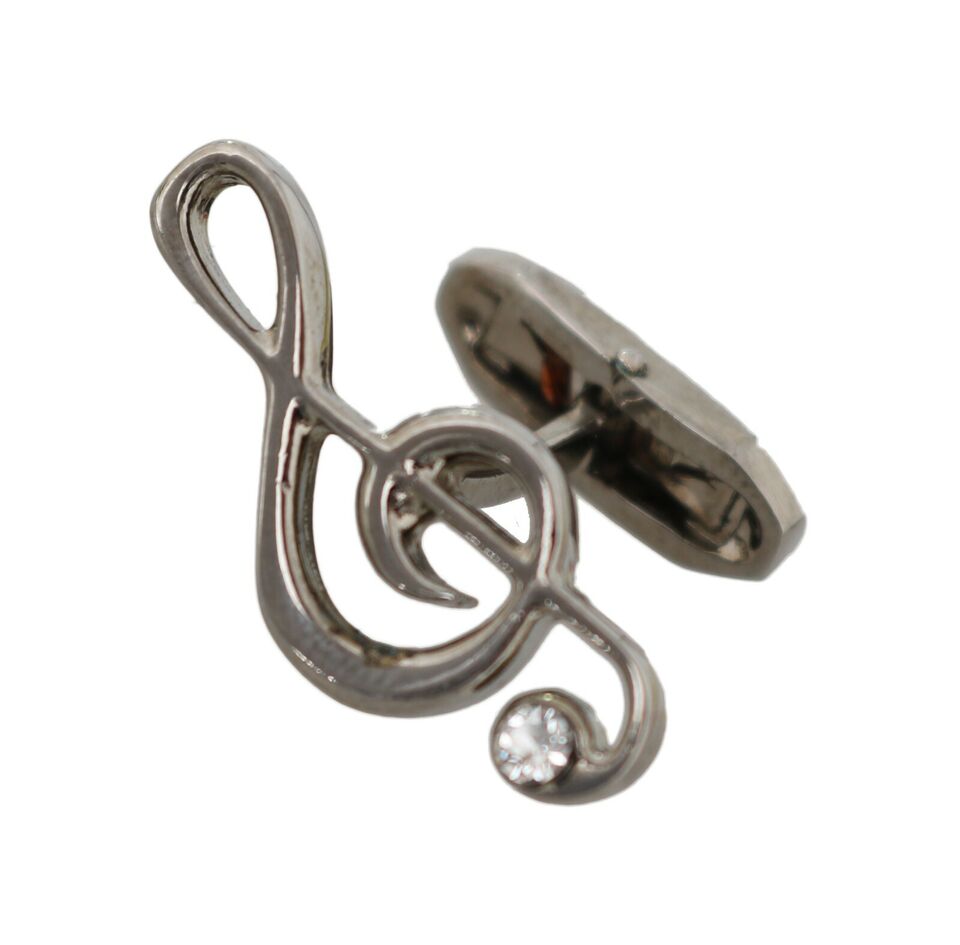 Silver Brass Tremble Clef Crystal Cufflinks - ventzia