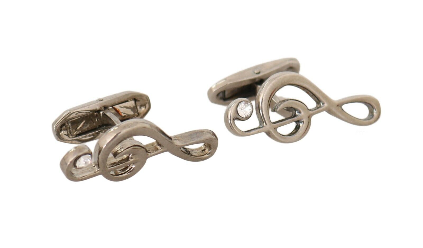 Silver Brass Tremble Clef Crystal Cufflinks - ventzia