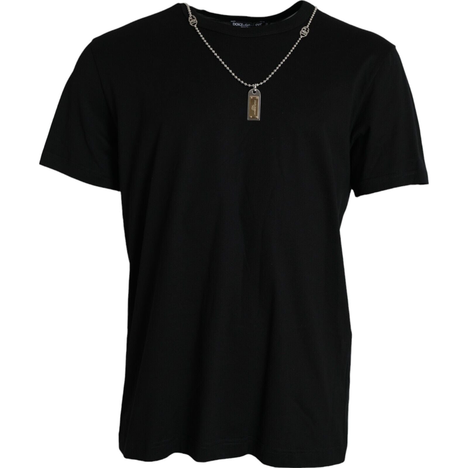 Black Silver Chain Short Sleeve T-shirt - ventzia