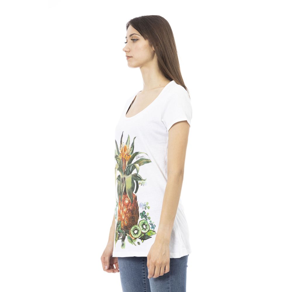 White Cotton Women T-Shirt - ventzia